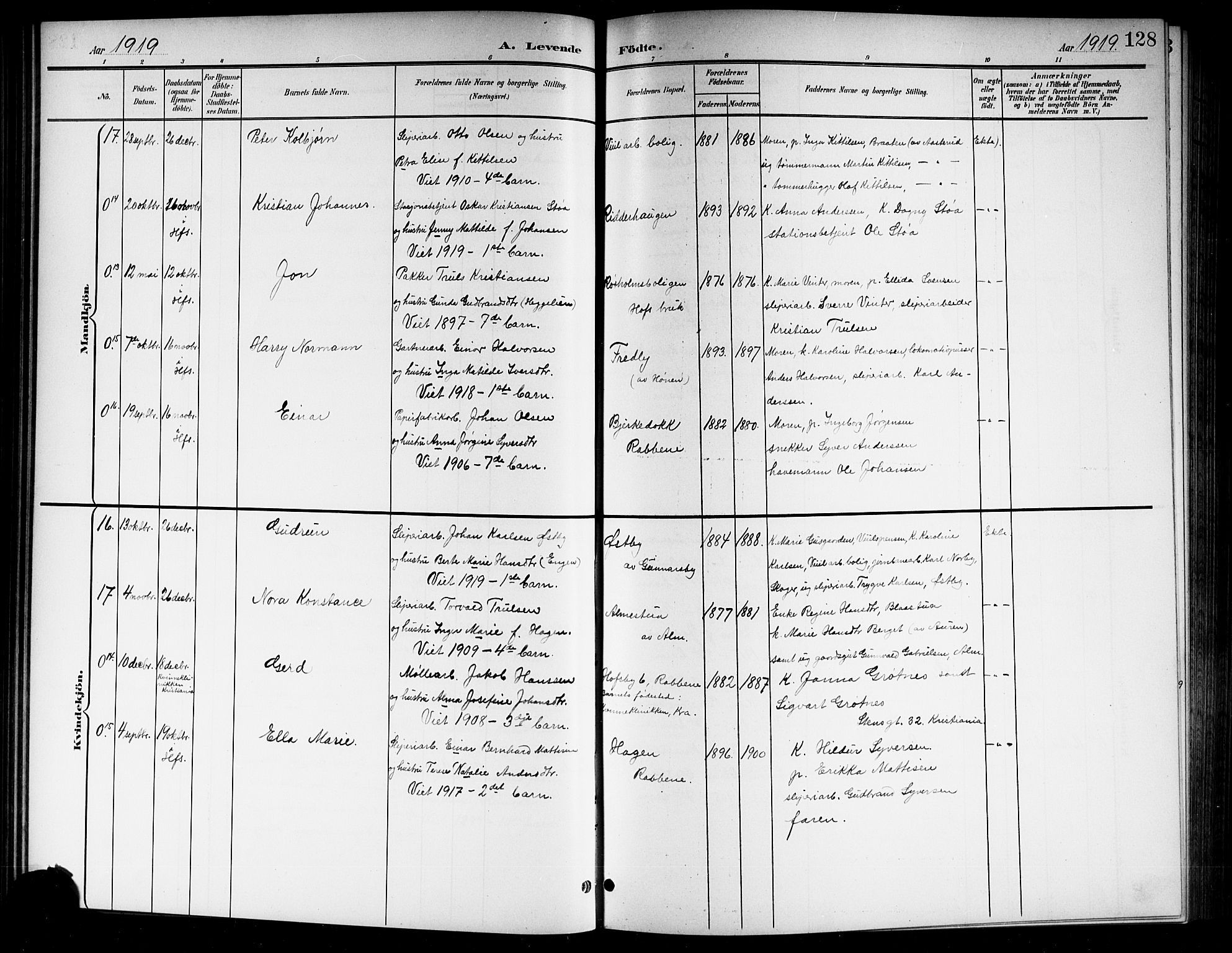 Norderhov kirkebøker, SAKO/A-237/G/Gb/L0002: Parish register (copy) no. II 2, 1891-1921, p. 128