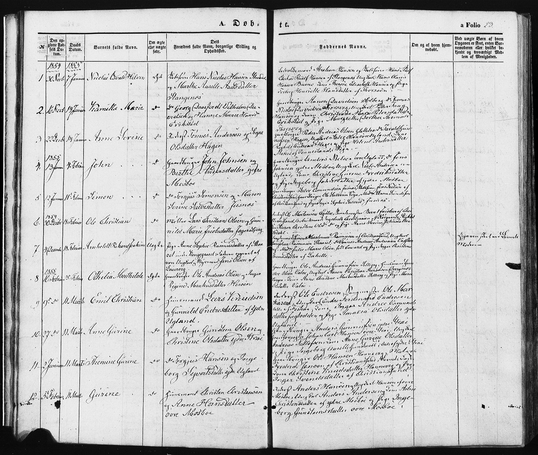 Oddernes sokneprestkontor, AV/SAK-1111-0033/F/Fa/Faa/L0007: Parish register (official) no. A 7, 1851-1863, p. 23