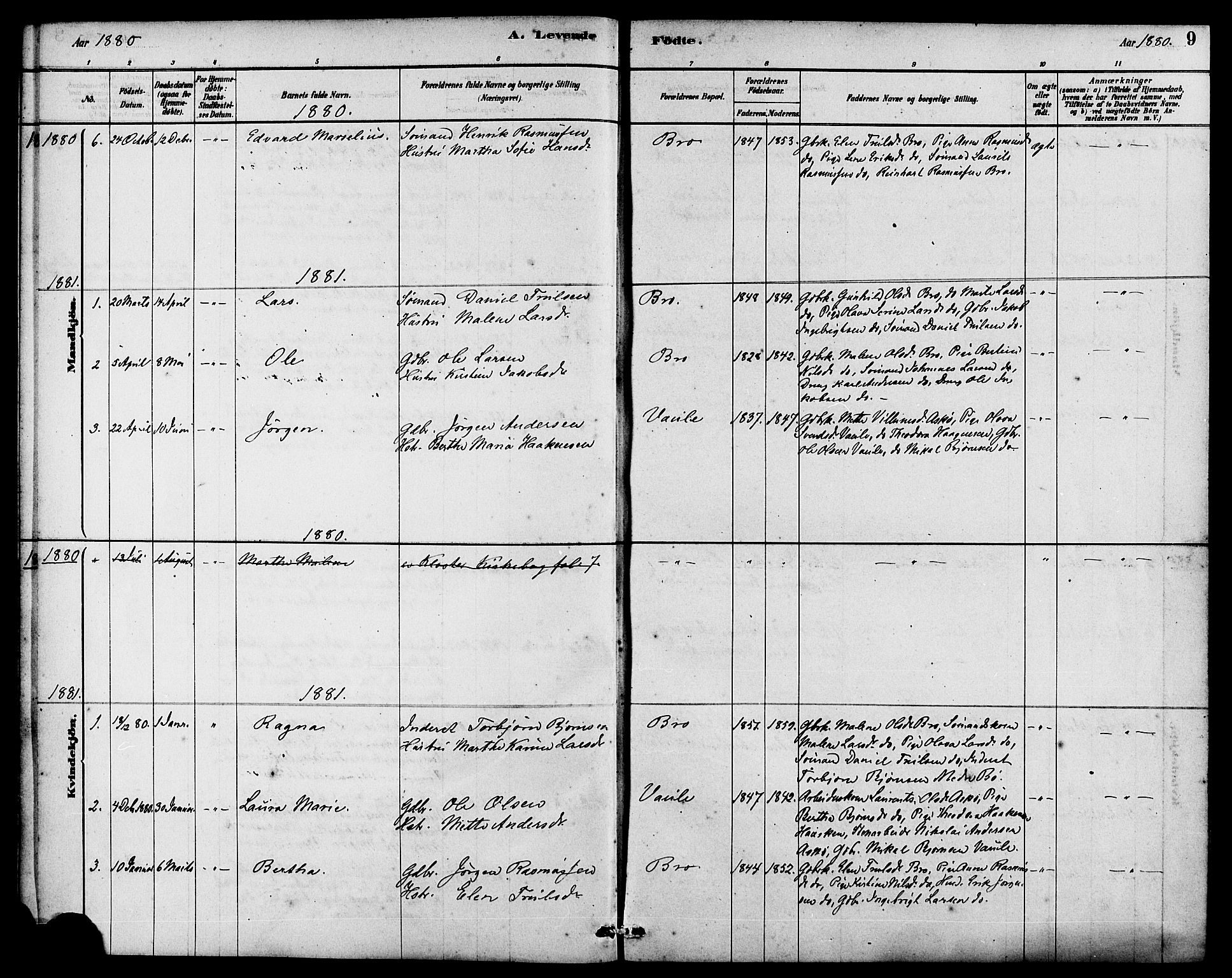 Rennesøy sokneprestkontor, AV/SAST-A -101827/H/Ha/Haa/L0009: Parish register (official) no. A 9, 1878-1890, p. 9