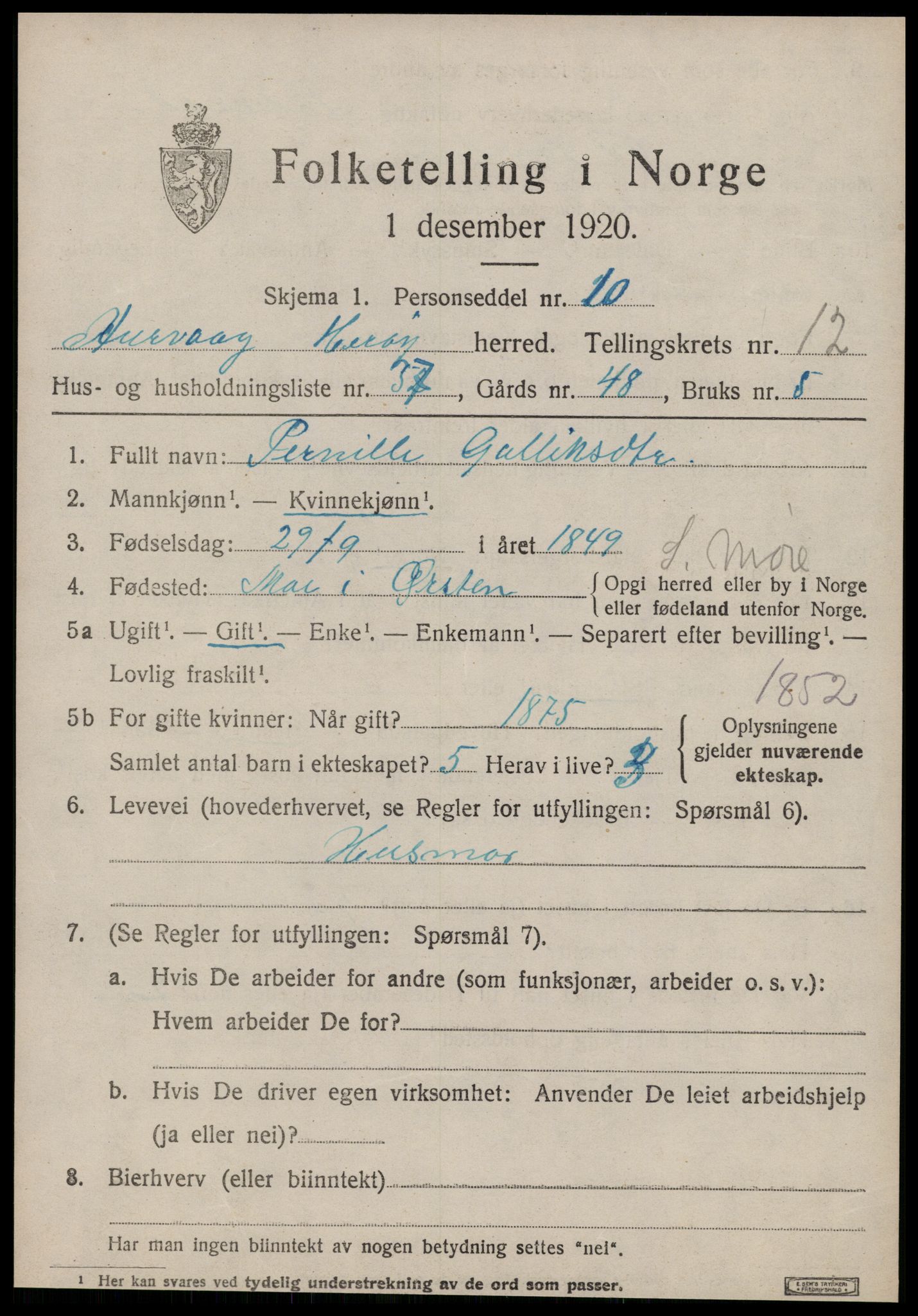 SAT, 1920 census for Herøy (MR), 1920, p. 7827