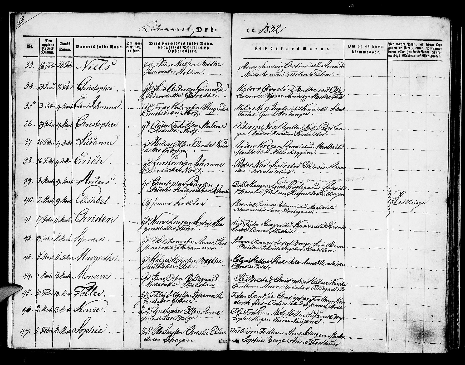 Luster sokneprestembete, SAB/A-81101/H/Haa/Haaa/L0005: Parish register (official) no. A 5, 1831-1841, p. 3