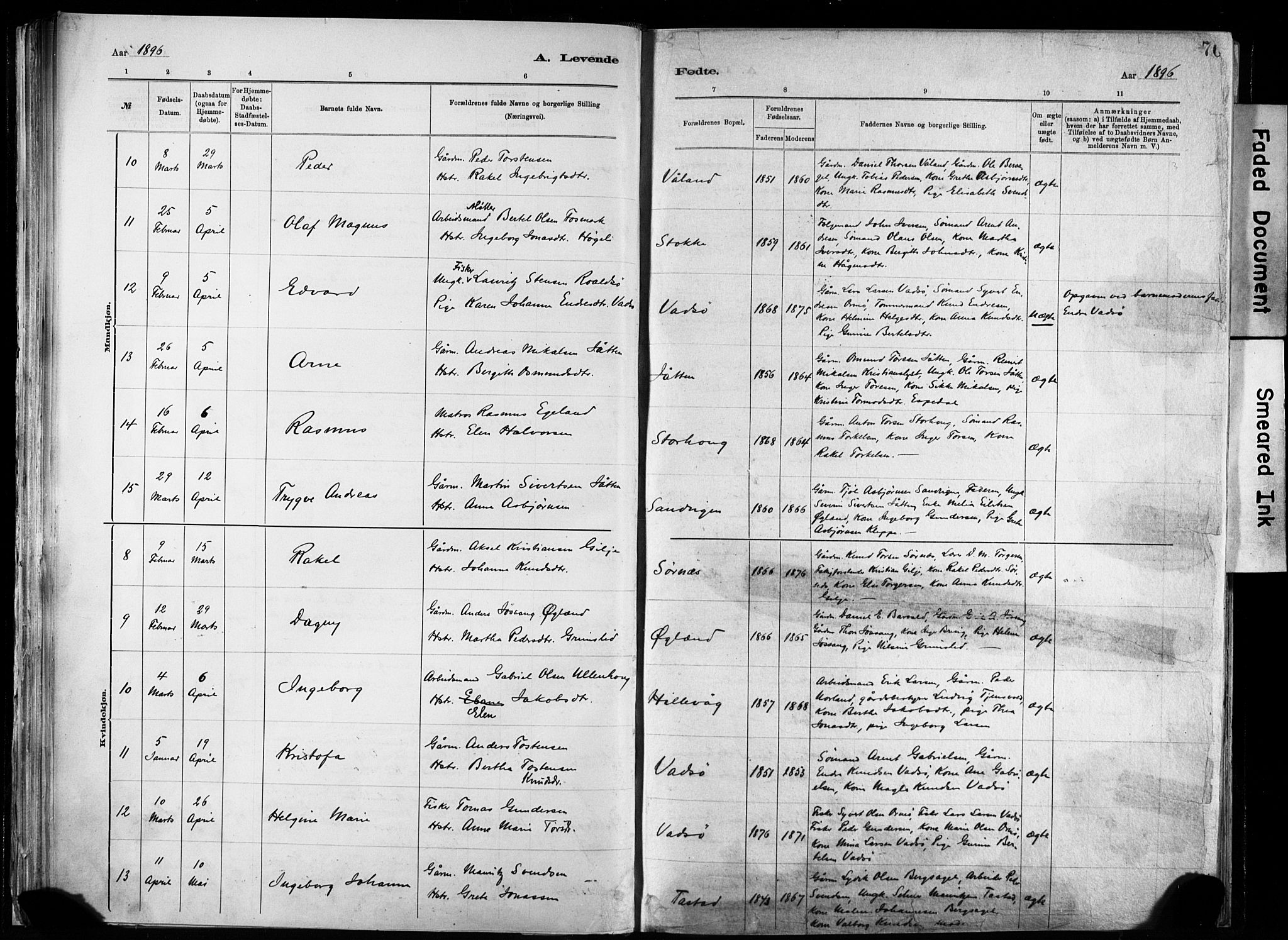 Hetland sokneprestkontor, AV/SAST-A-101826/30/30BA/L0011: Parish register (official) no. A 11, 1884-1911, p. 76