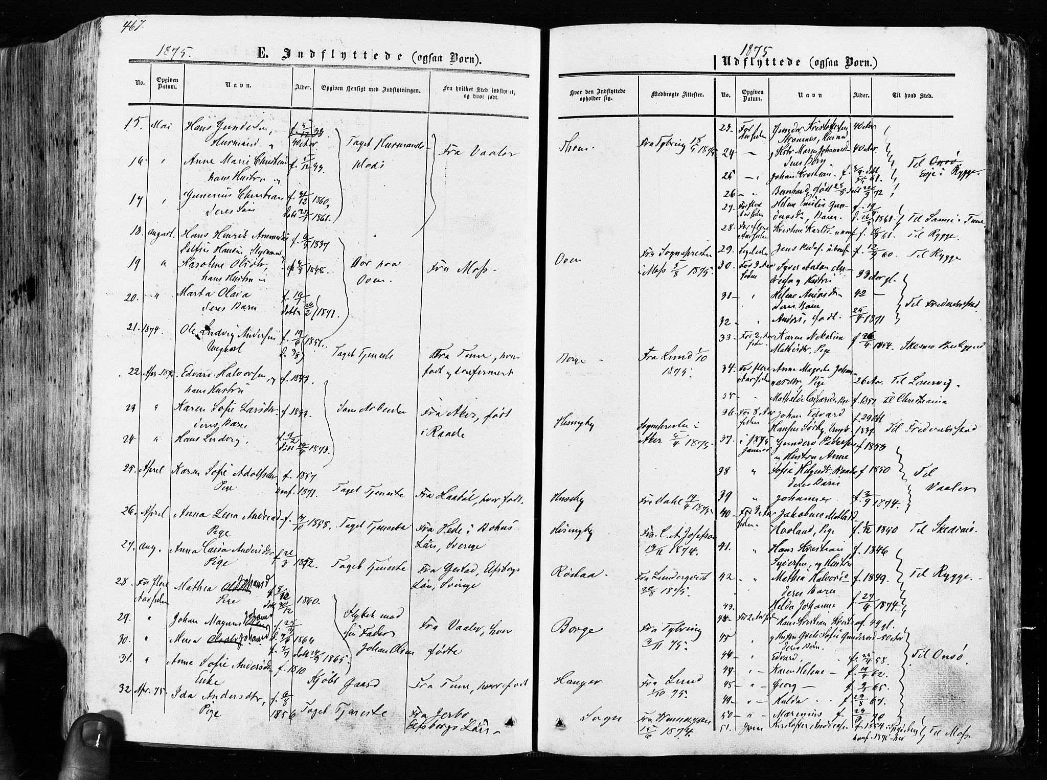 Råde prestekontor kirkebøker, AV/SAO-A-2009/F/Fa/L0006: Parish register (official) no. 6, 1854-1877, p. 467