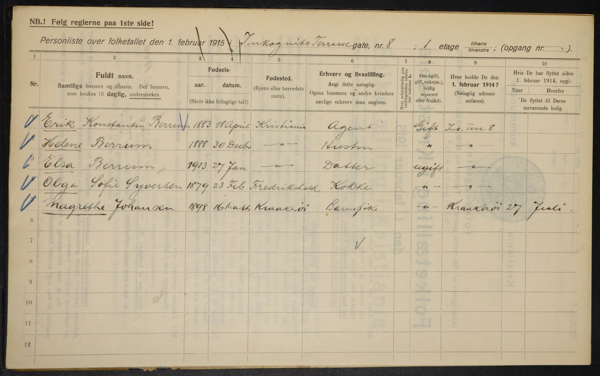 OBA, Municipal Census 1915 for Kristiania, 1915, p. 43955