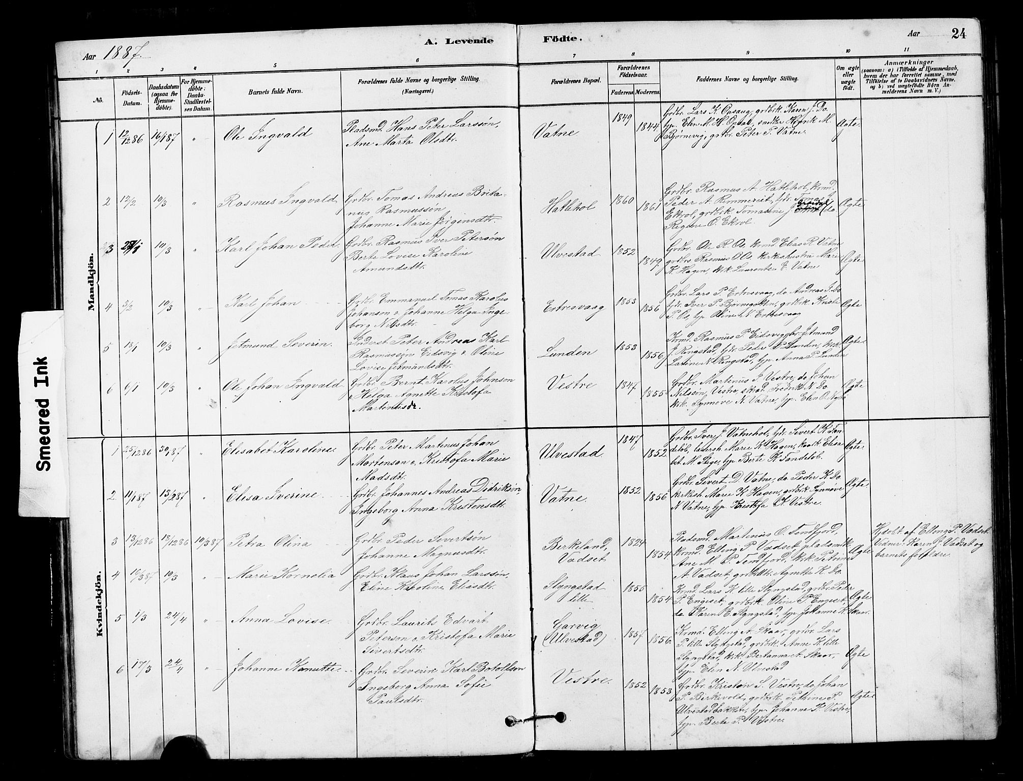 Ministerialprotokoller, klokkerbøker og fødselsregistre - Møre og Romsdal, AV/SAT-A-1454/525/L0376: Parish register (copy) no. 525C02, 1880-1902, p. 24