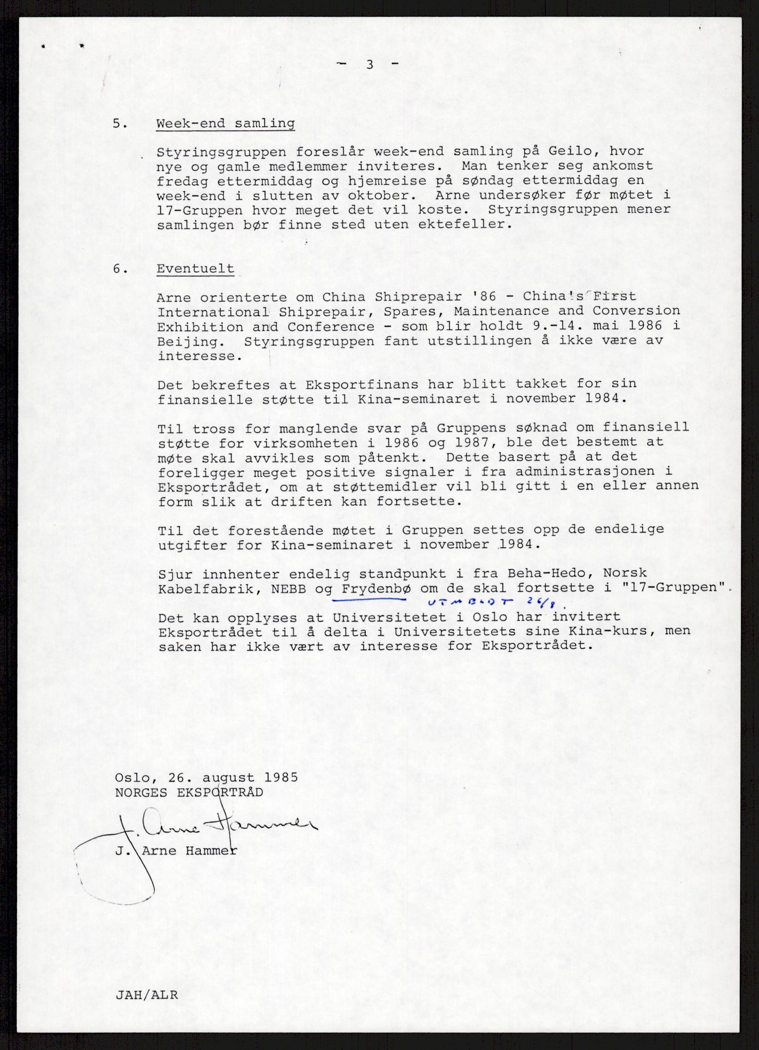 "17-Gruppen Kina", AV/RA-PA-1688/A/L0001: Møtereferater, 1979-1986, p. 219