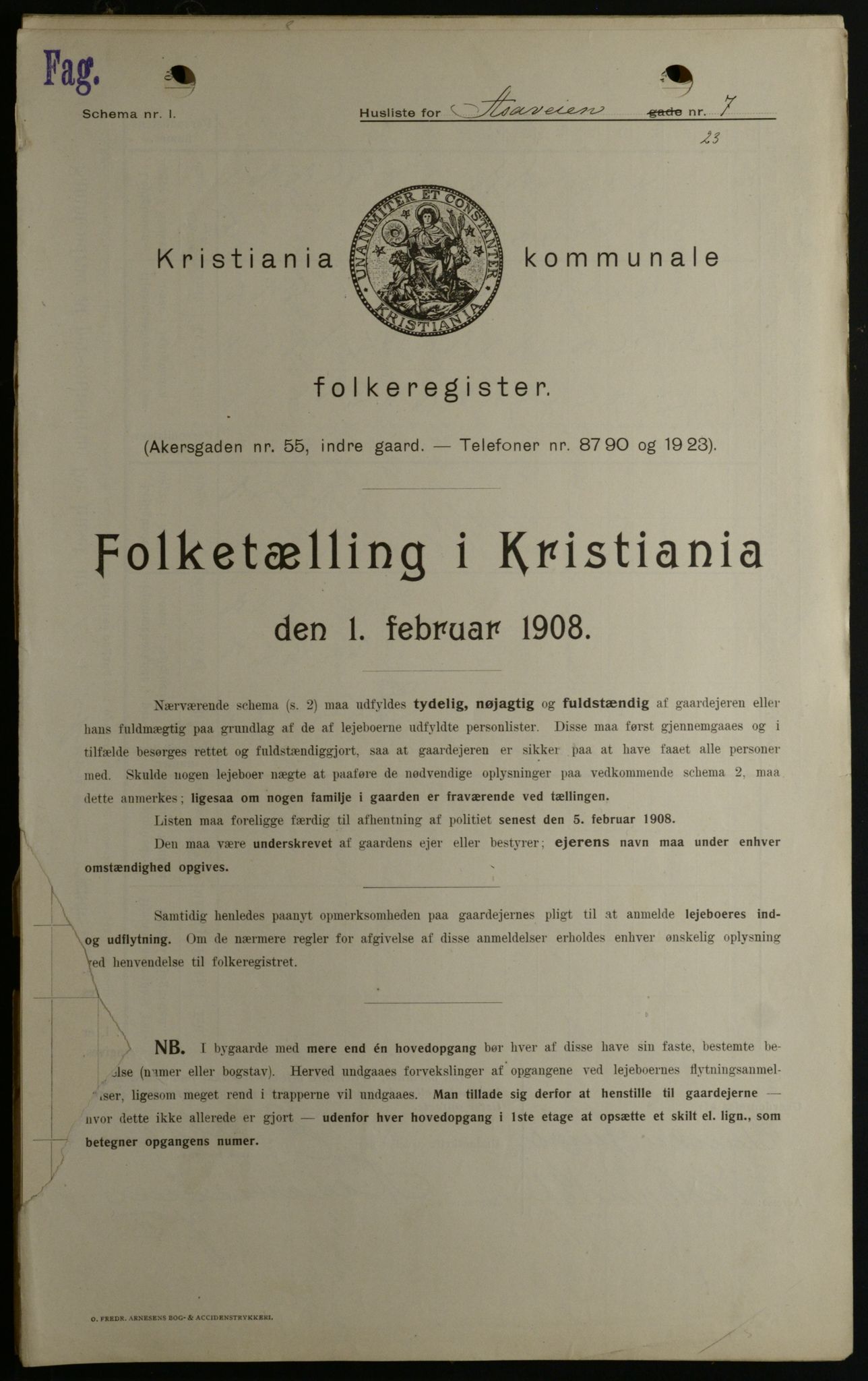 OBA, Municipal Census 1908 for Kristiania, 1908, p. 117584