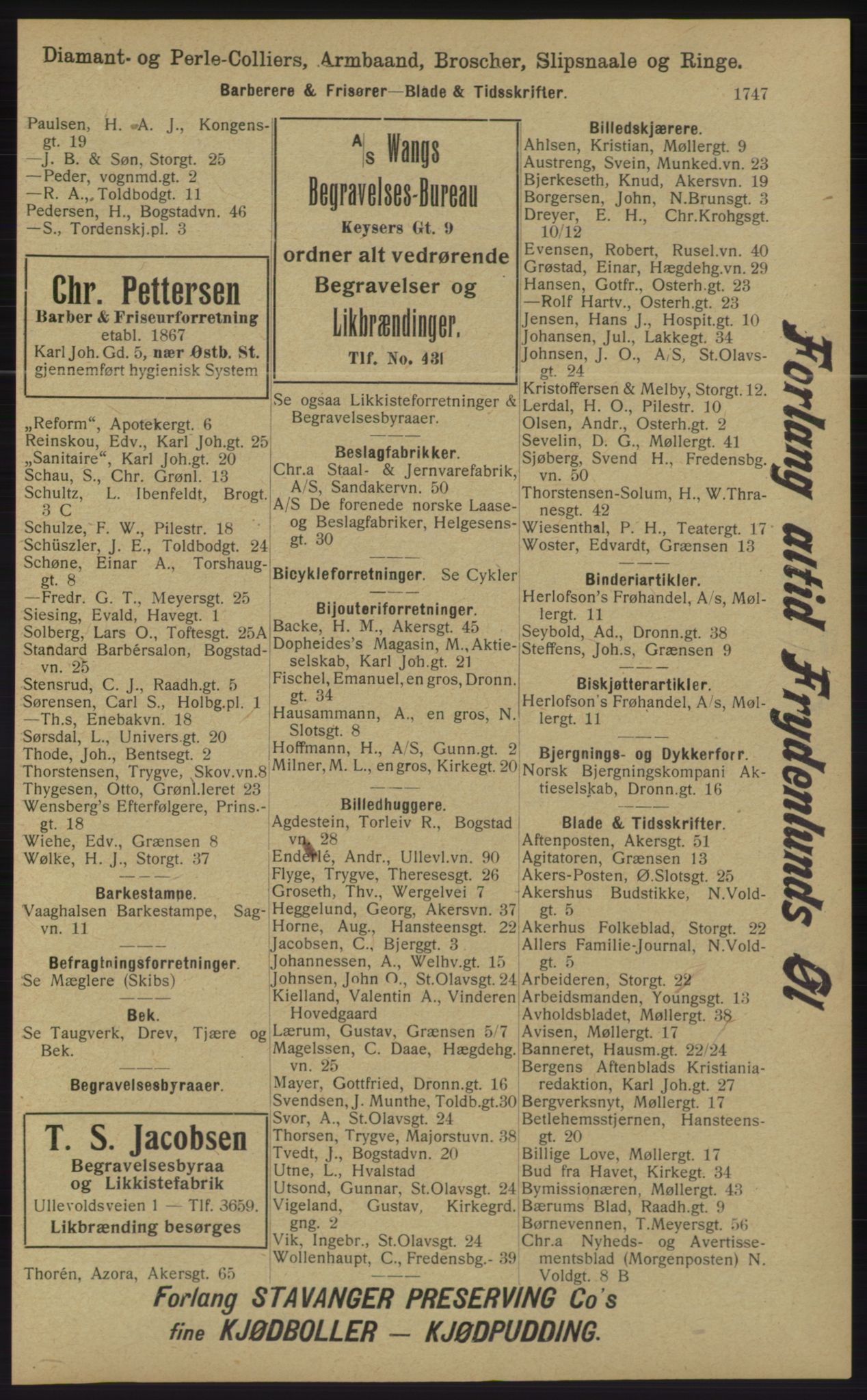 Kristiania/Oslo adressebok, PUBL/-, 1913, p. 1703