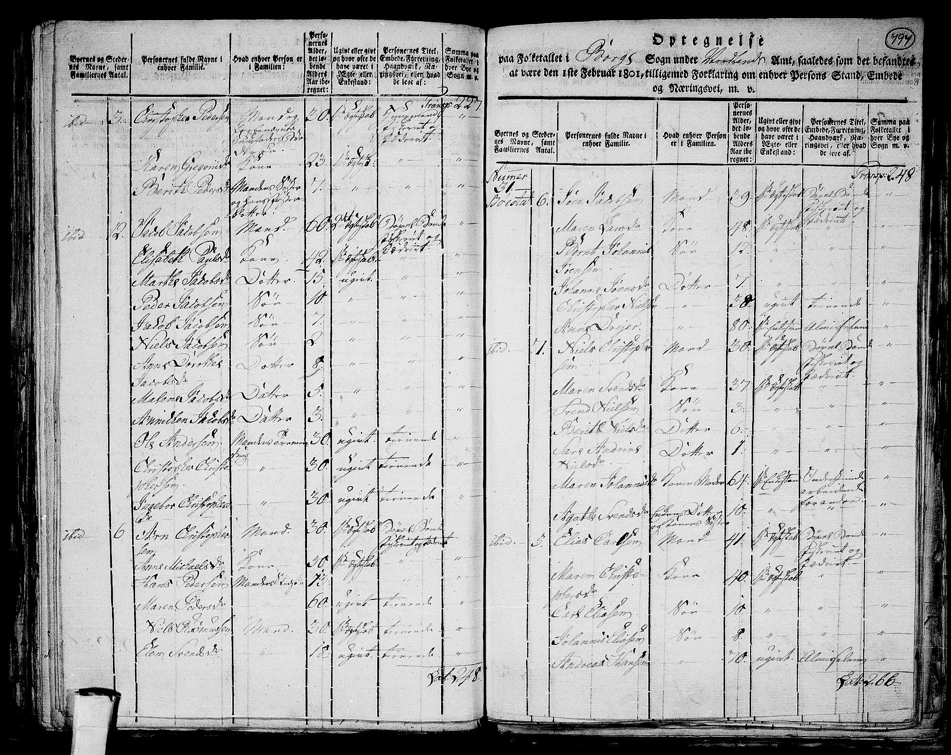 RA, 1801 census for 1862P Borge, 1801, p. 796b-797a