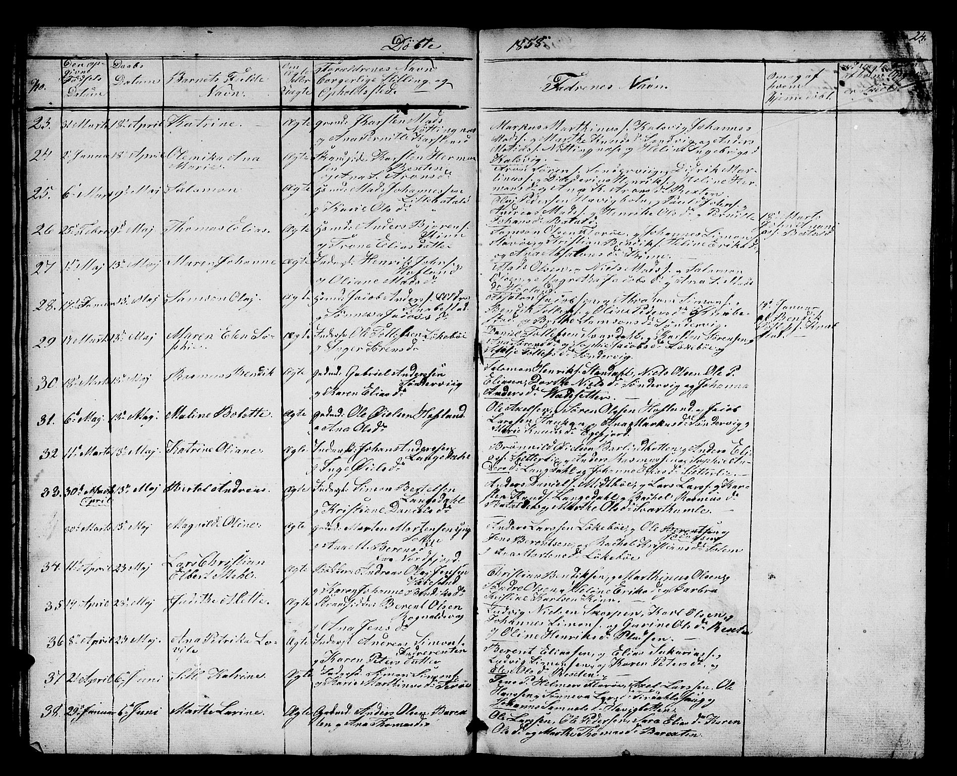 Kinn sokneprestembete, SAB/A-80801/H/Hab/Haba/L0001: Parish register (copy) no. A 1, 1853-1868, p. 24
