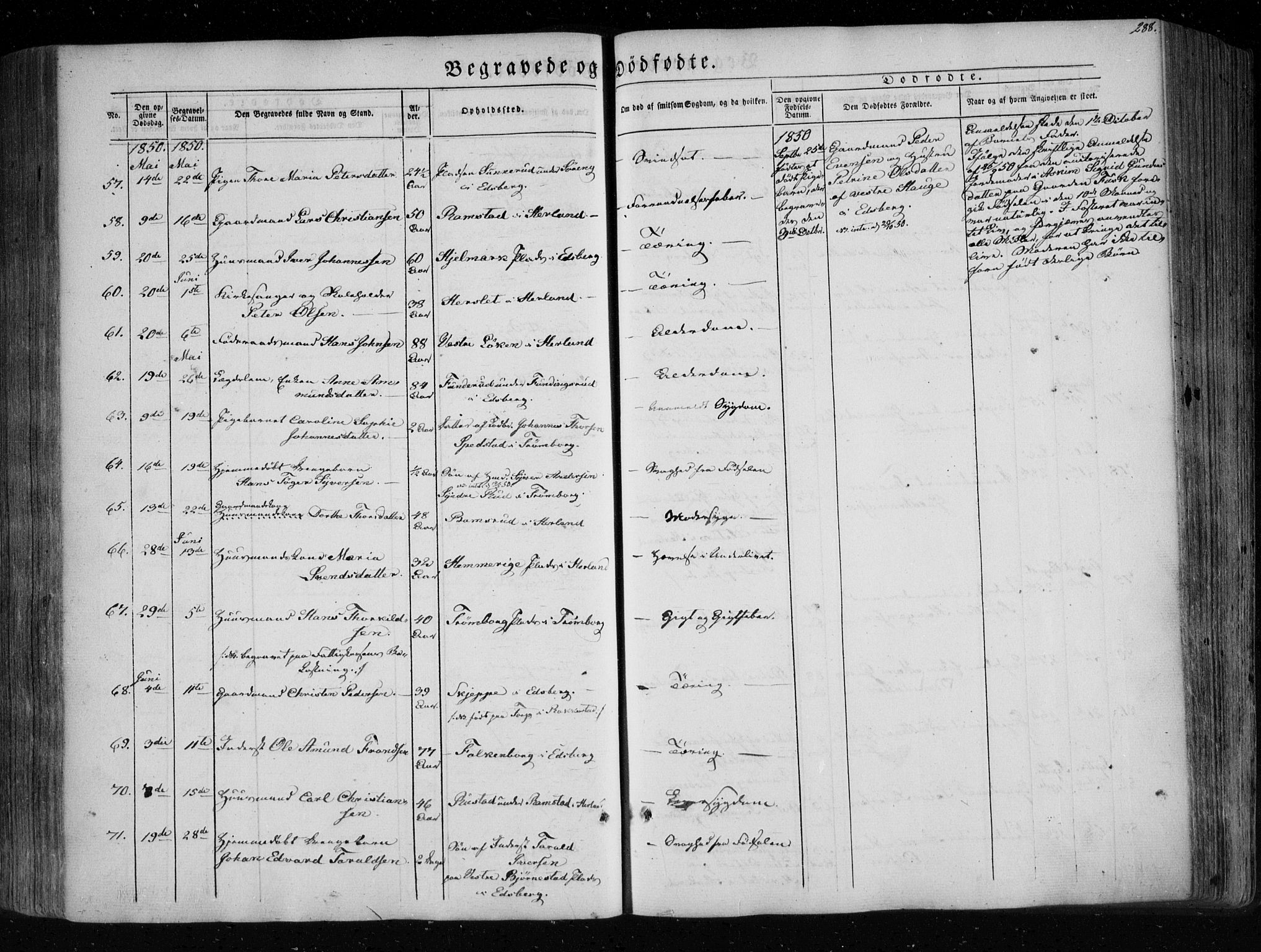 Eidsberg prestekontor Kirkebøker, AV/SAO-A-10905/F/Fa/L0009: Parish register (official) no. I 9, 1849-1856, p. 288