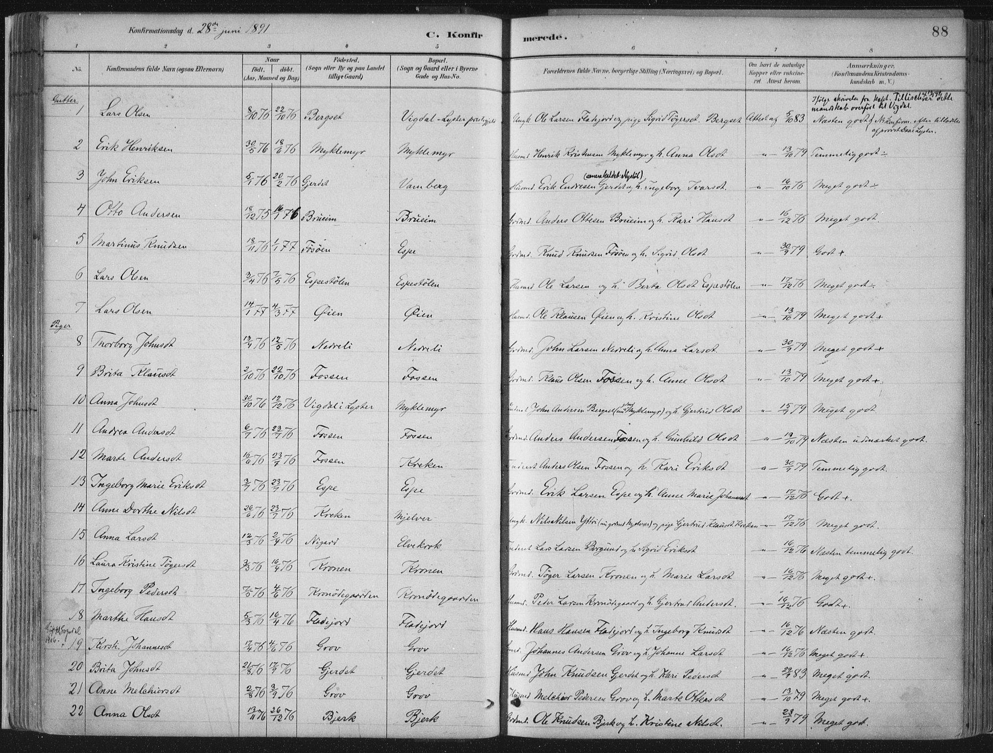 Jostedal sokneprestembete, AV/SAB-A-80601/H/Haa/Haab/L0001: Parish register (official) no. B 1, 1887-1914, p. 88