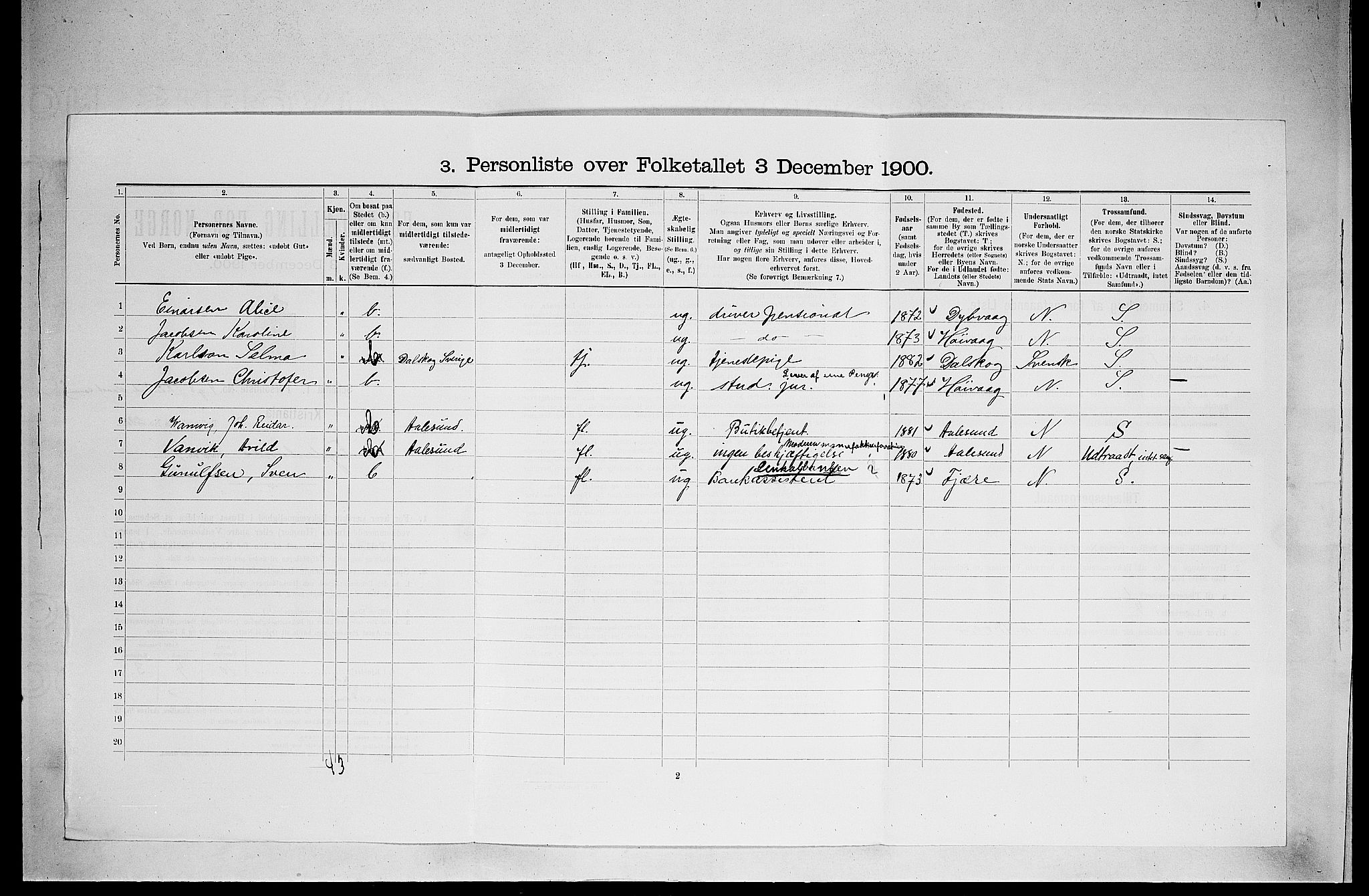 SAO, 1900 census for Kristiania, 1900, p. 26492