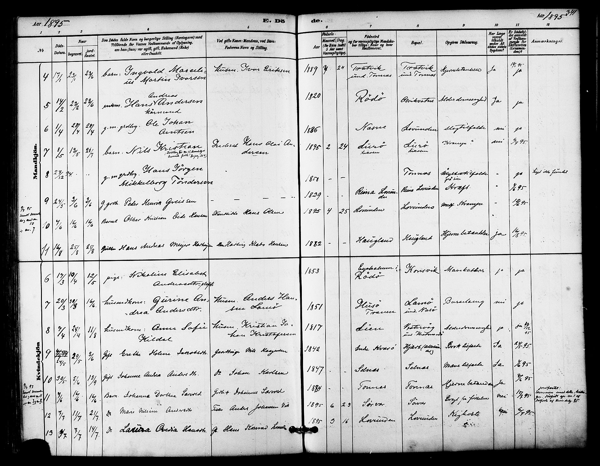 Ministerialprotokoller, klokkerbøker og fødselsregistre - Nordland, AV/SAT-A-1459/839/L0568: Parish register (official) no. 839A05, 1880-1902, p. 341