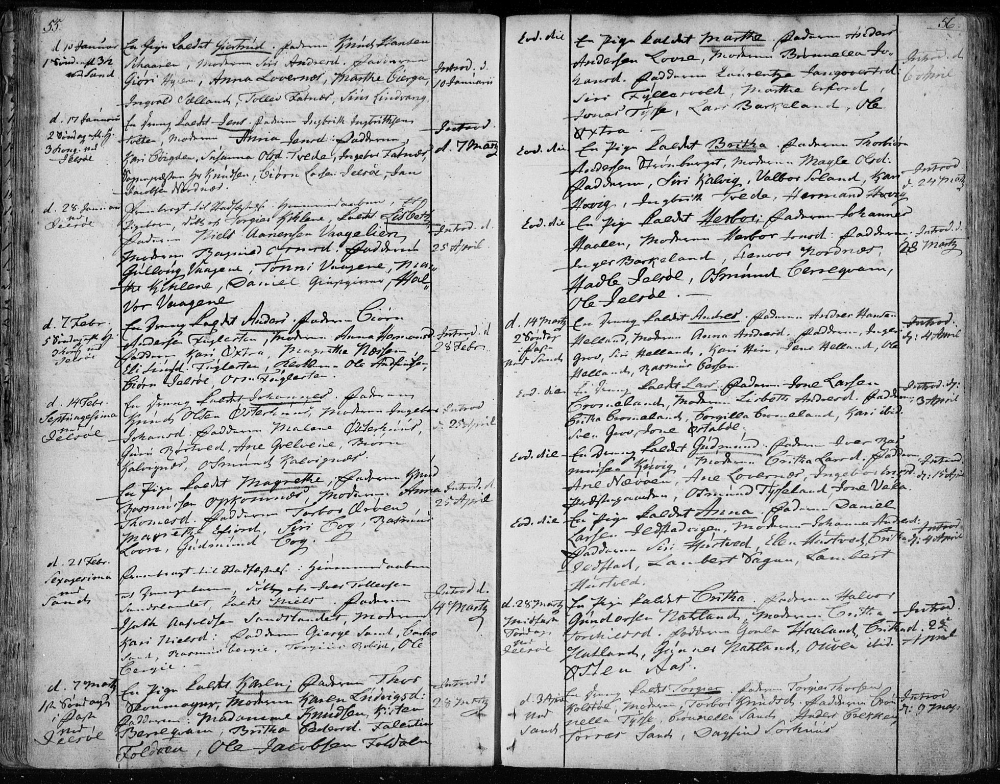 Jelsa sokneprestkontor, AV/SAST-A-101842/01/IV: Parish register (official) no. A 4, 1796-1816, p. 55-56