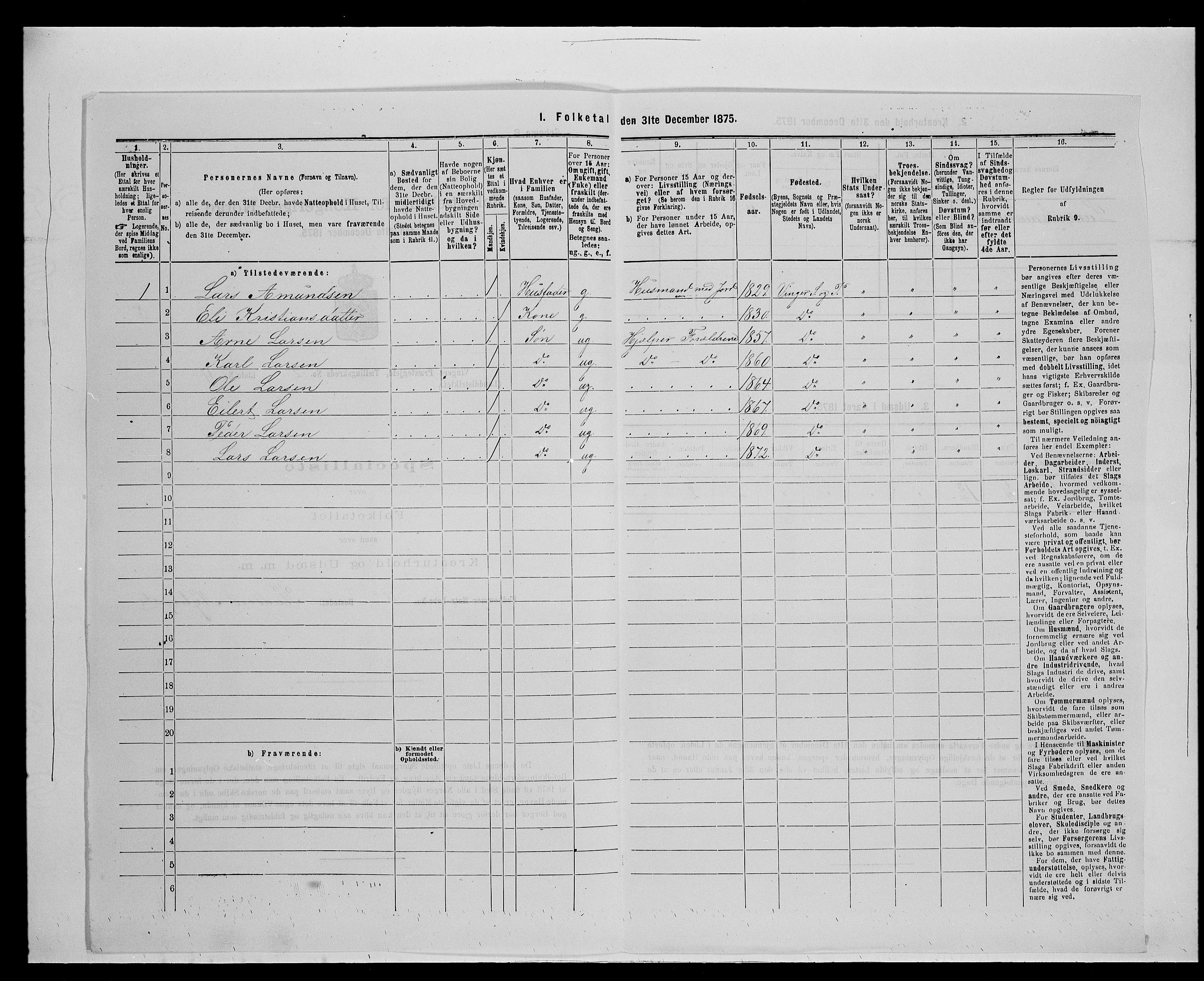 SAH, 1875 census for 0421L Vinger/Vinger og Austmarka, 1875, p. 253