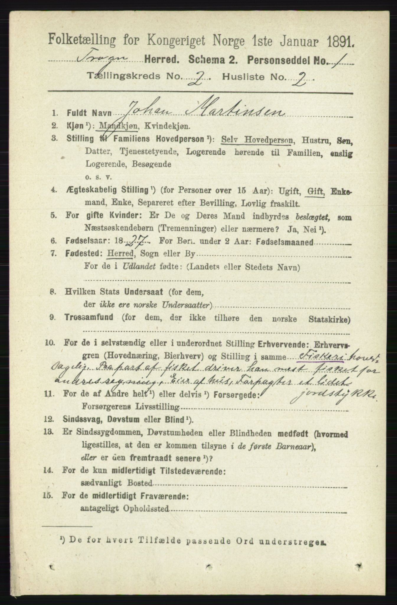 RA, 1891 census for 0215 Frogn, 1891, p. 1270