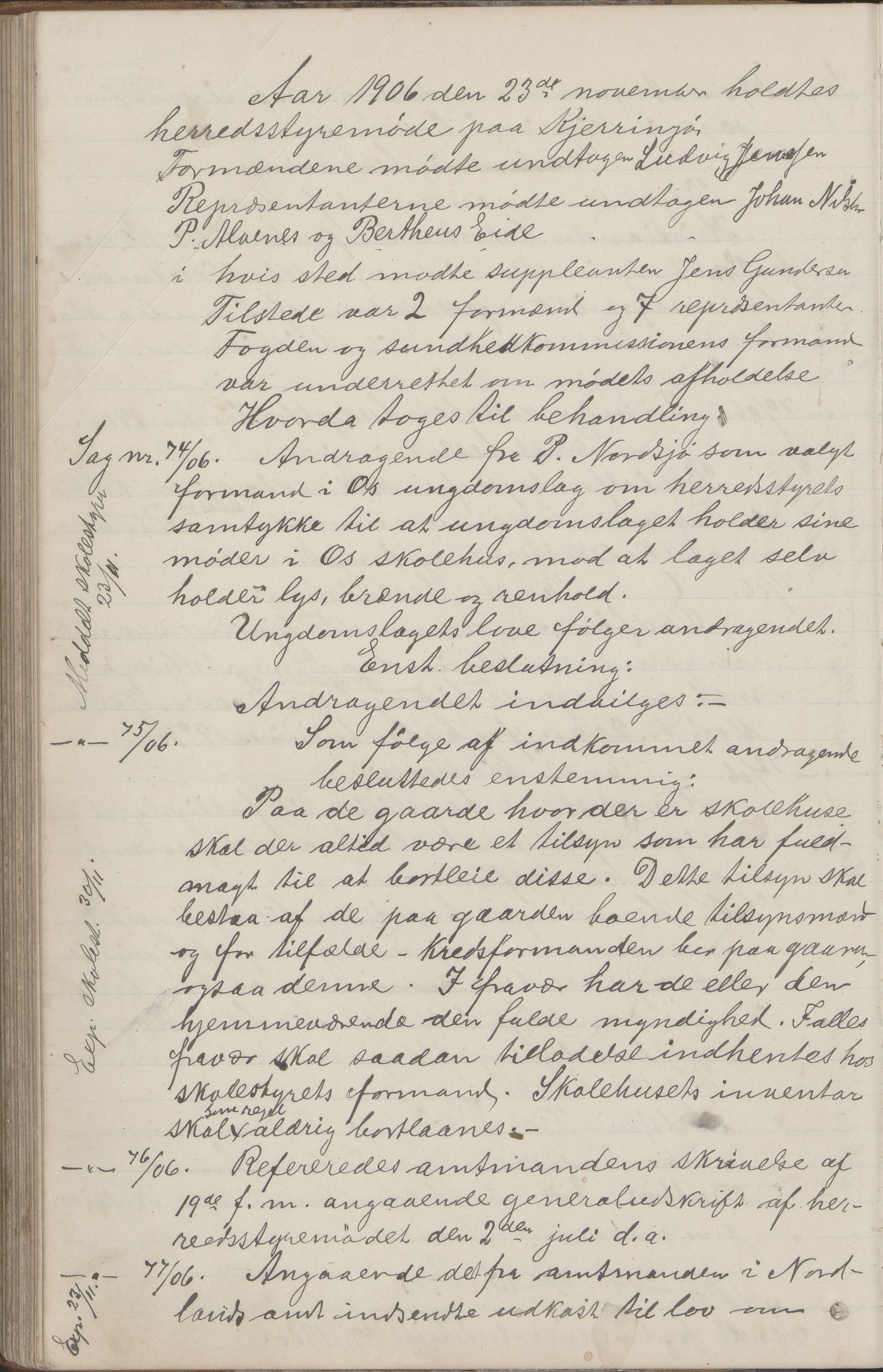 Kjerringøy kommune. Formannskapet, AIN/K-18441.150/A/Aa/L0002: Forhandlingsprotokoll Norfolden- Kjerringø formanskap, 1900-1911