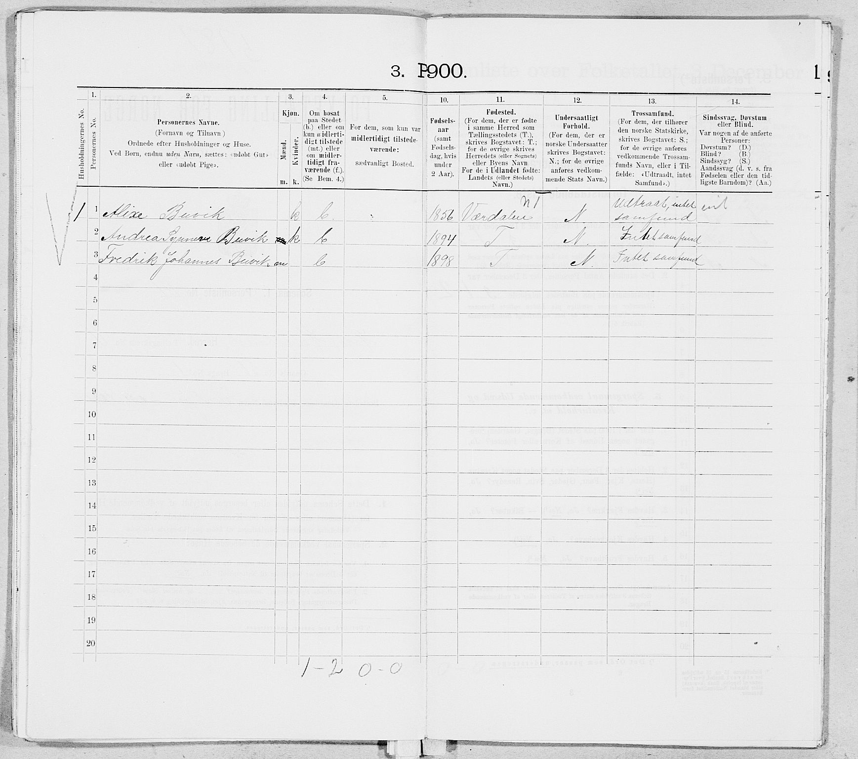SAT, 1900 census for Herøy, 1900, p. 1035