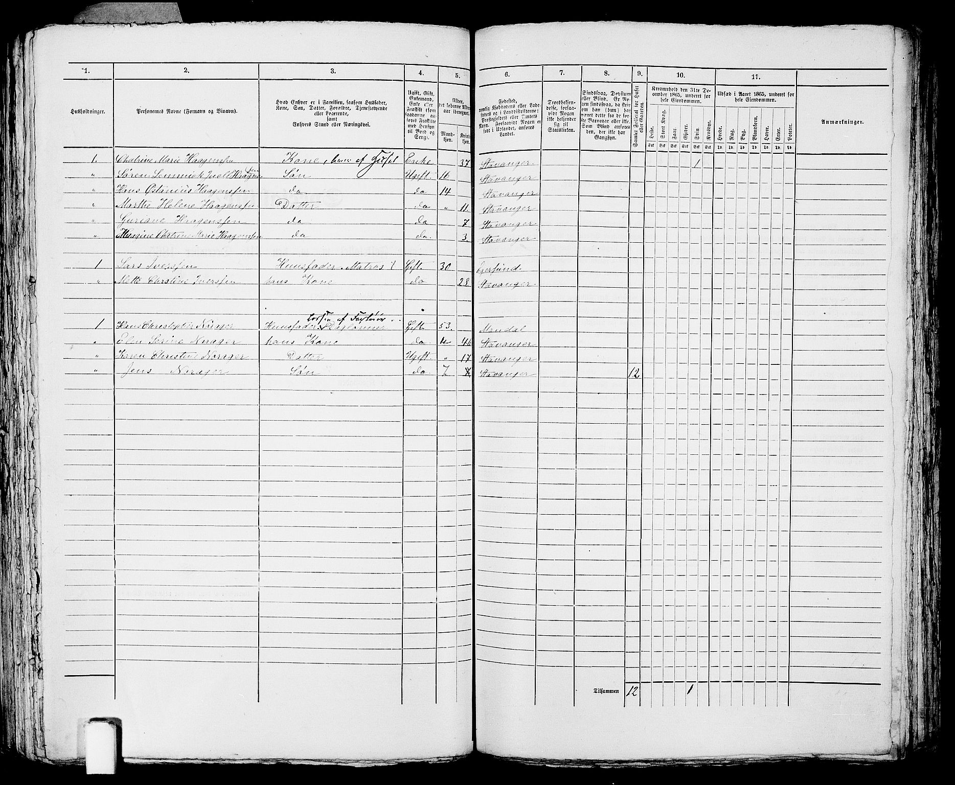 RA, 1865 census for Stavanger, 1865, p. 2731