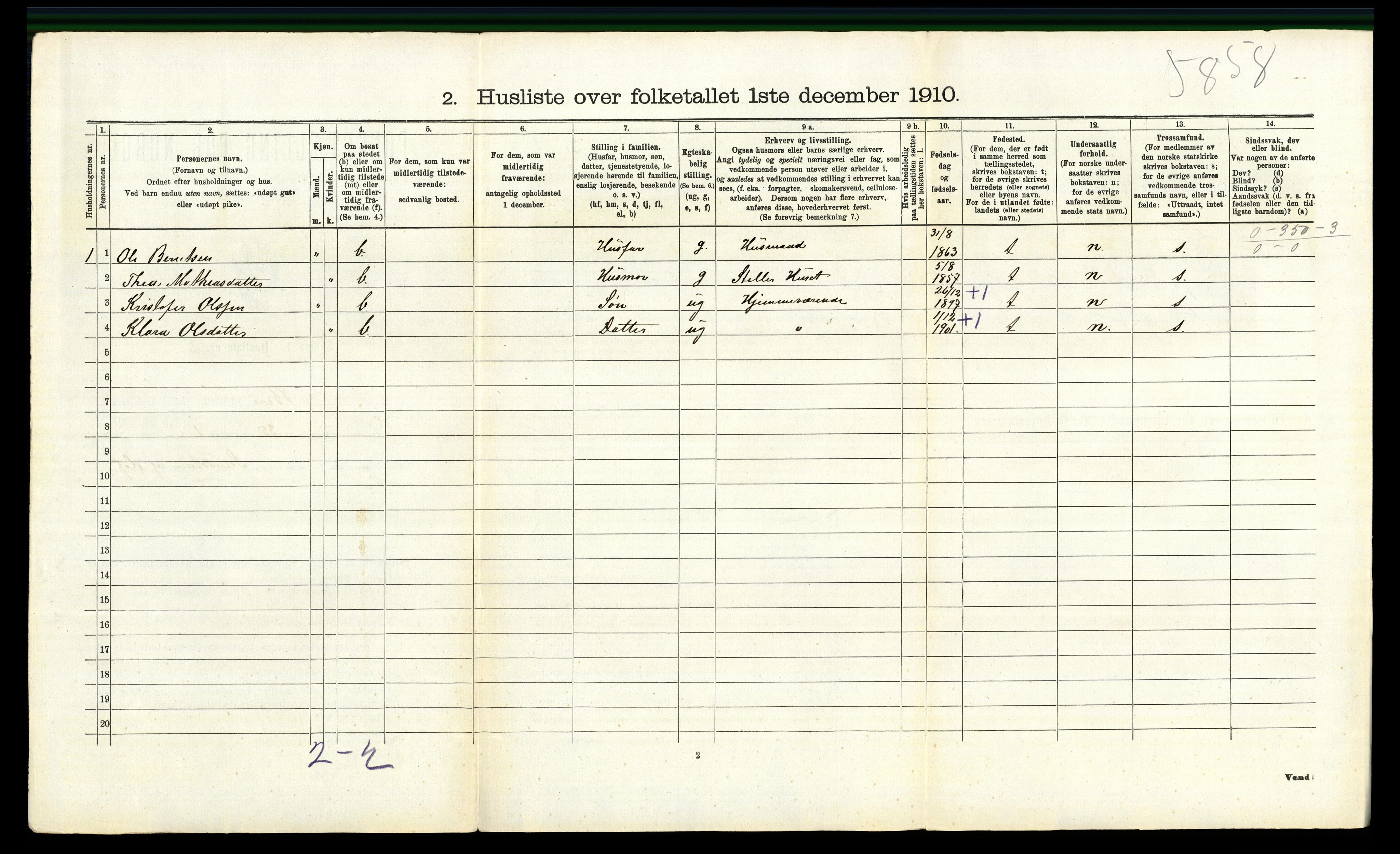 RA, 1910 census for Biri, 1910, p. 528