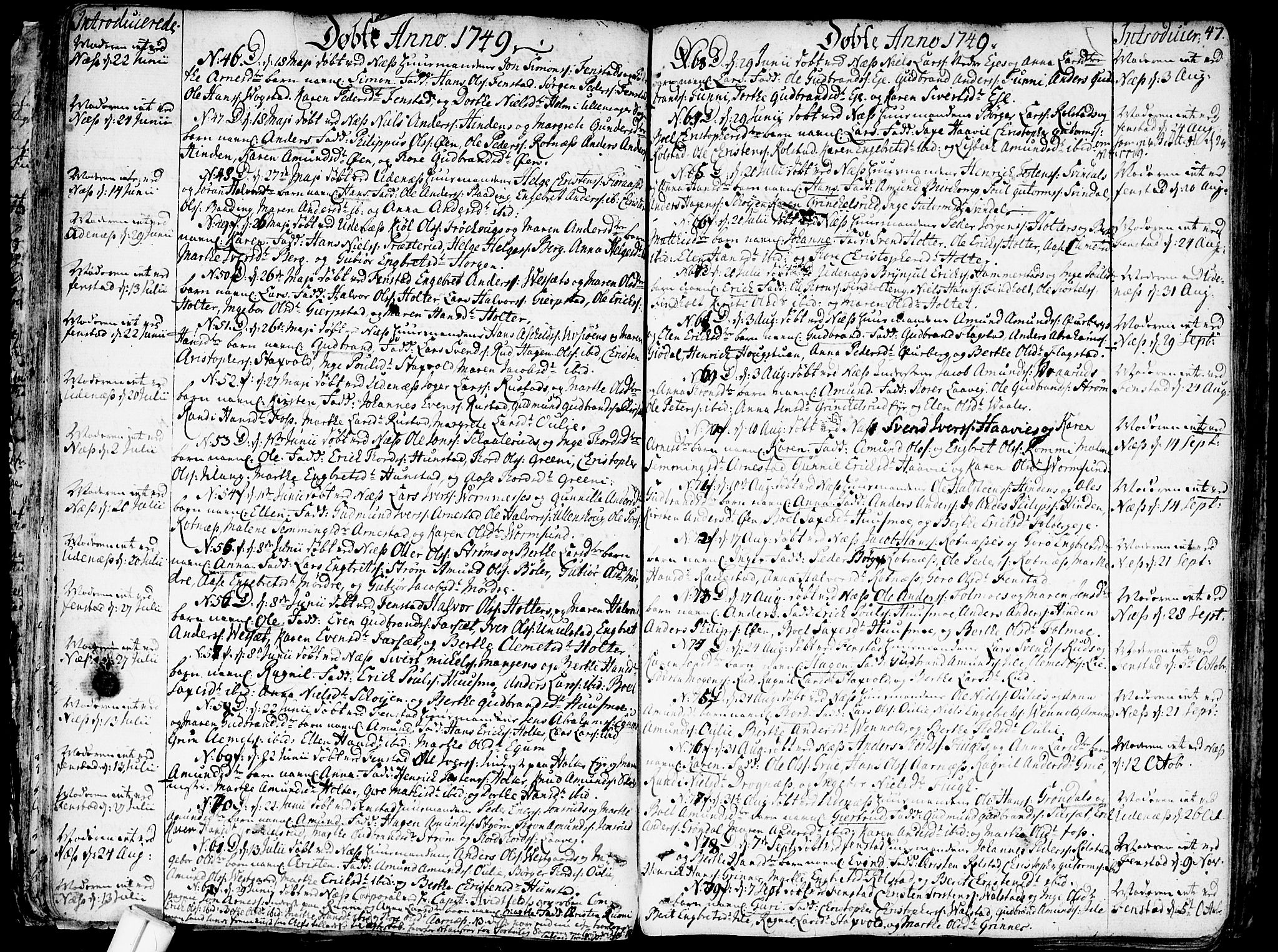 Nes prestekontor Kirkebøker, AV/SAO-A-10410/F/Fa/L0003: Parish register (official) no. I 3, 1734-1781, p. 47