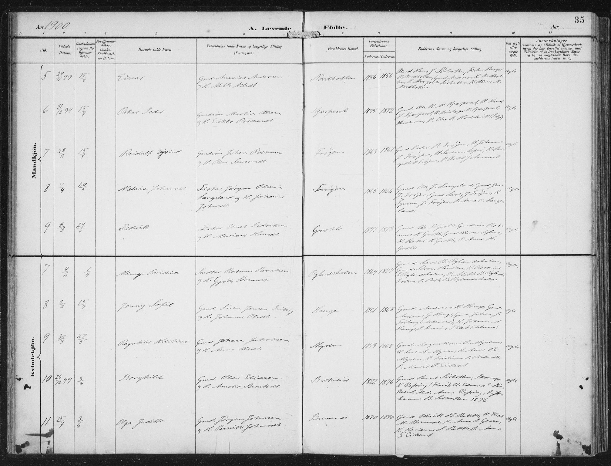 Bremanger sokneprestembete, AV/SAB-A-82201/H/Haa/Haab/L0002: Parish register (official) no. B  2, 1896-1908, p. 35