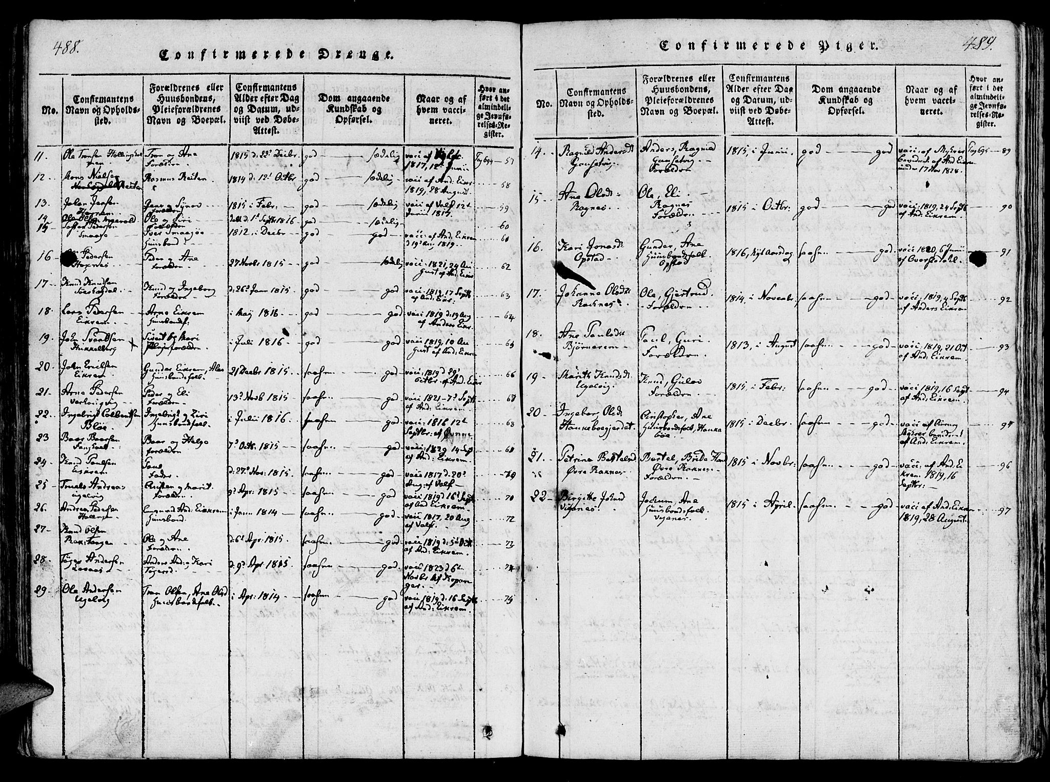 Ministerialprotokoller, klokkerbøker og fødselsregistre - Møre og Romsdal, AV/SAT-A-1454/560/L0718: Parish register (official) no. 560A02, 1817-1844, p. 488-489