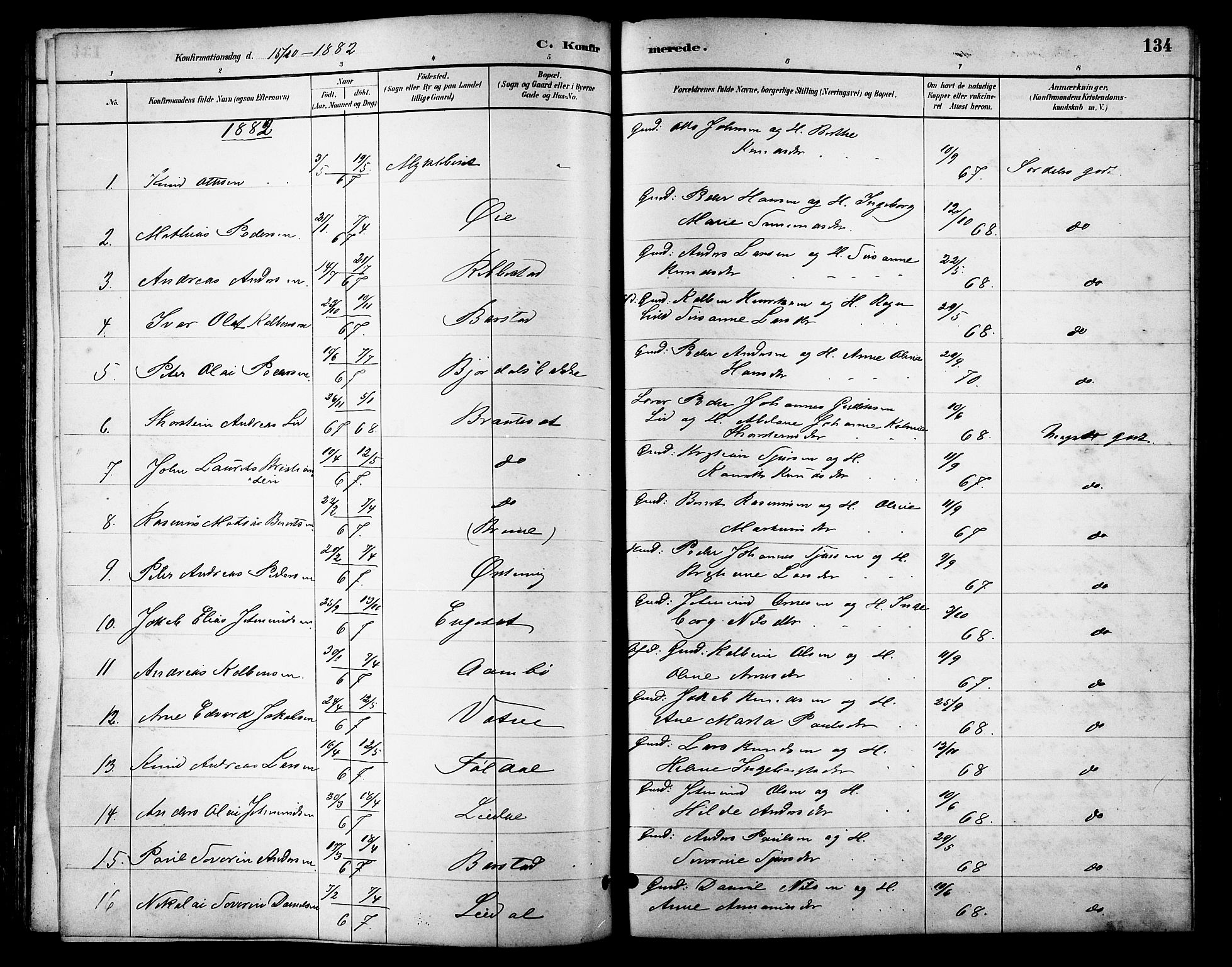 Ministerialprotokoller, klokkerbøker og fødselsregistre - Møre og Romsdal, AV/SAT-A-1454/513/L0189: Parish register (copy) no. 513C03, 1883-1904, p. 134