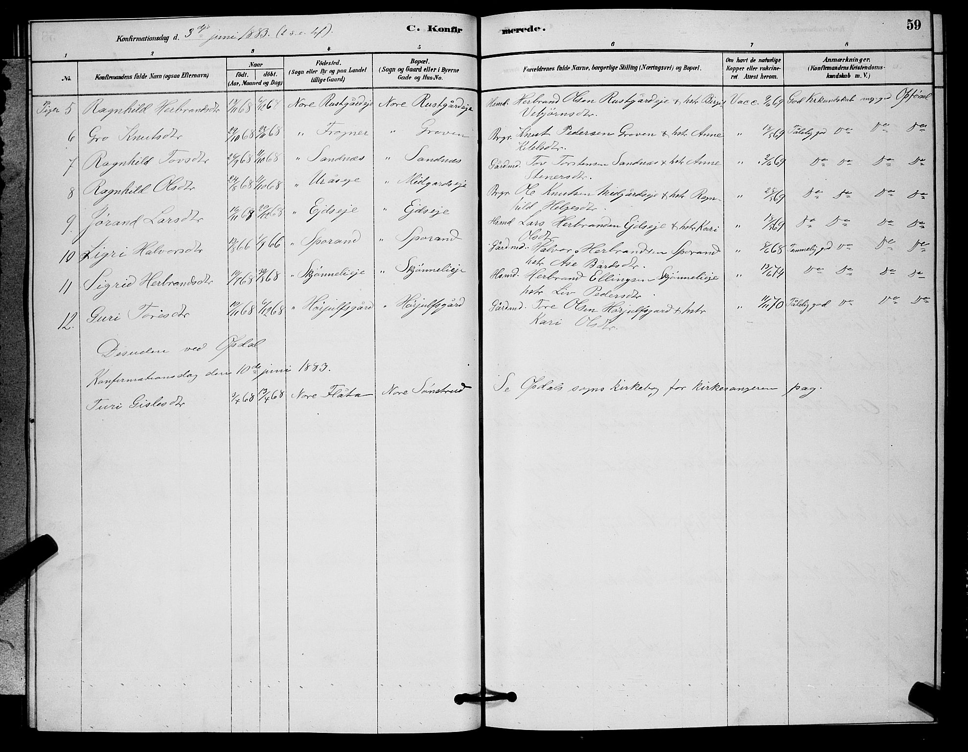 Nore kirkebøker, AV/SAKO-A-238/G/Ga/L0002: Parish register (copy) no. I 2, 1878-1885, p. 59