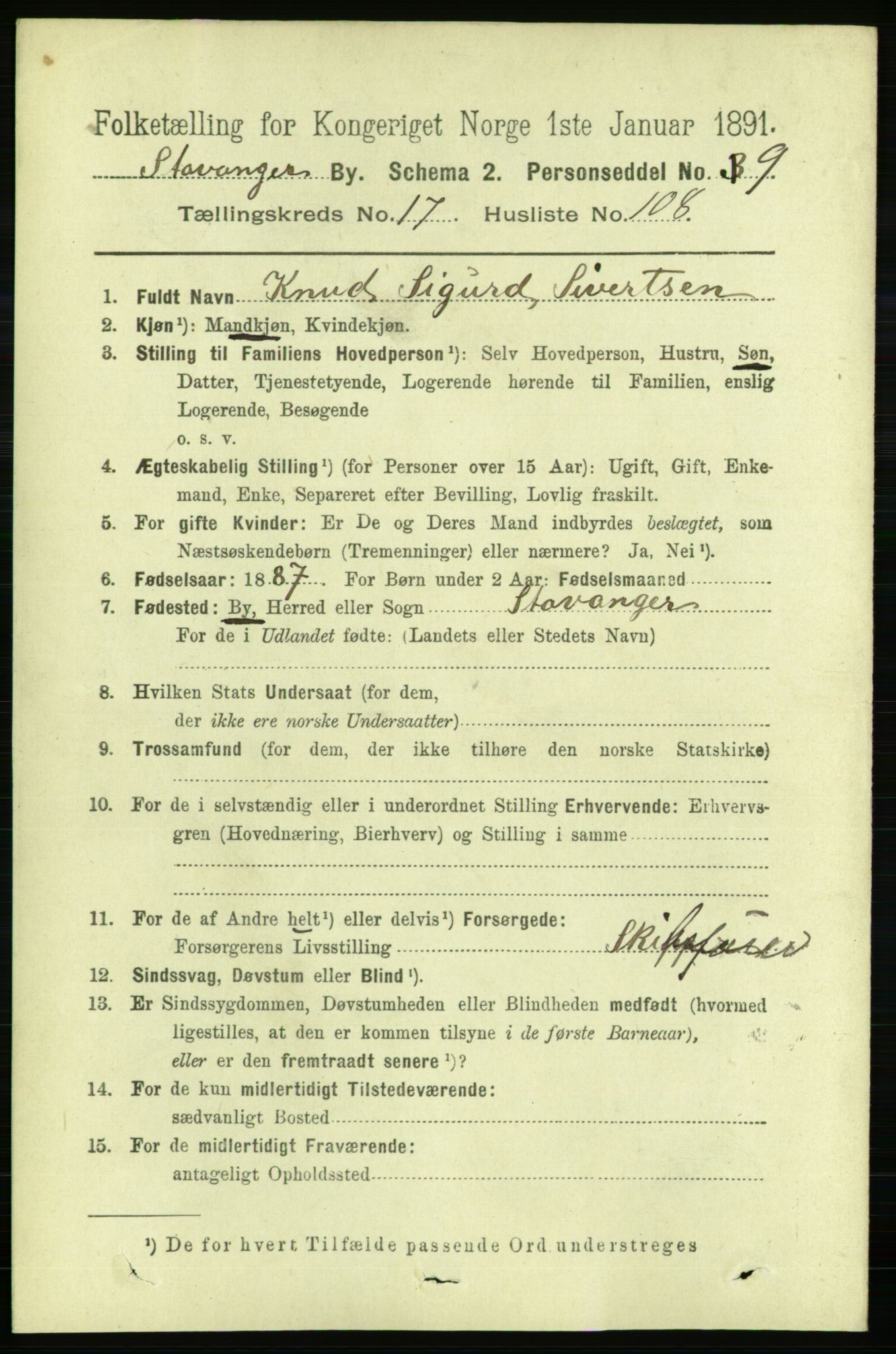 RA, 1891 census for 1103 Stavanger, 1891, p. 21124