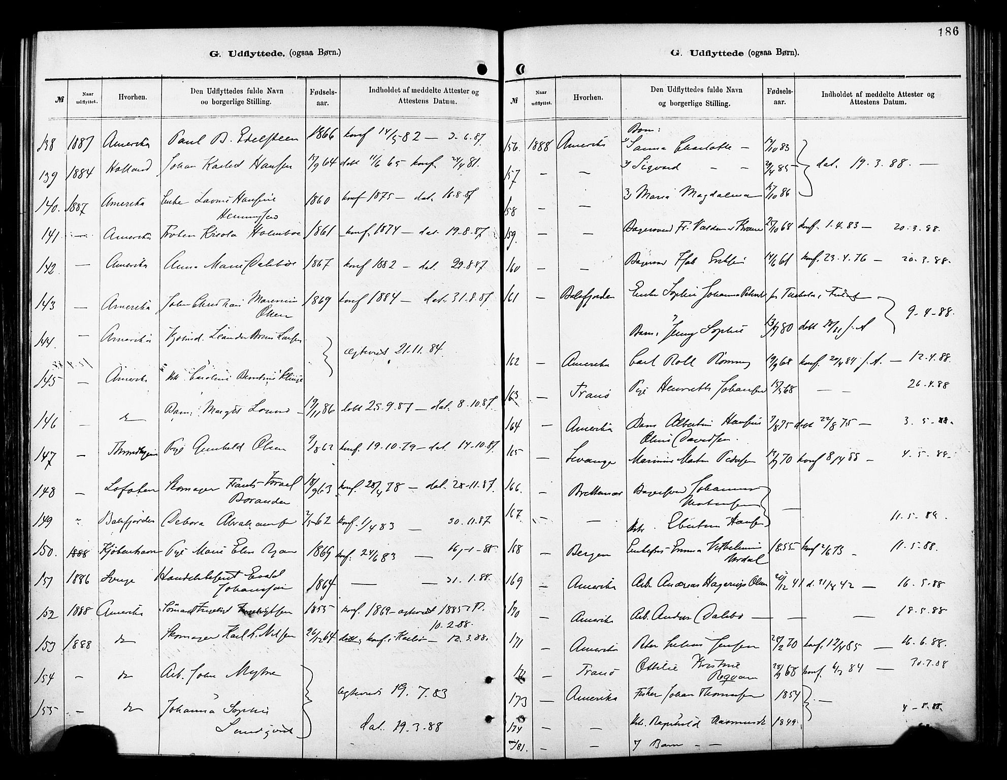 Tromsø sokneprestkontor/stiftsprosti/domprosti, SATØ/S-1343/G/Ga/L0014kirke: Parish register (official) no. 14, 1878-1888, p. 186