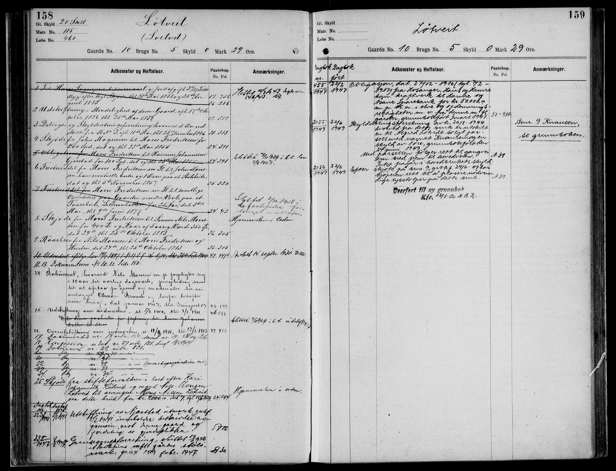 Nordhordland sorenskrivar, AV/SAB-A-2901/1/G/Ga/Gaaa/L0026: Mortgage register no. II.A.a.26, 1893-1952, p. 158-159