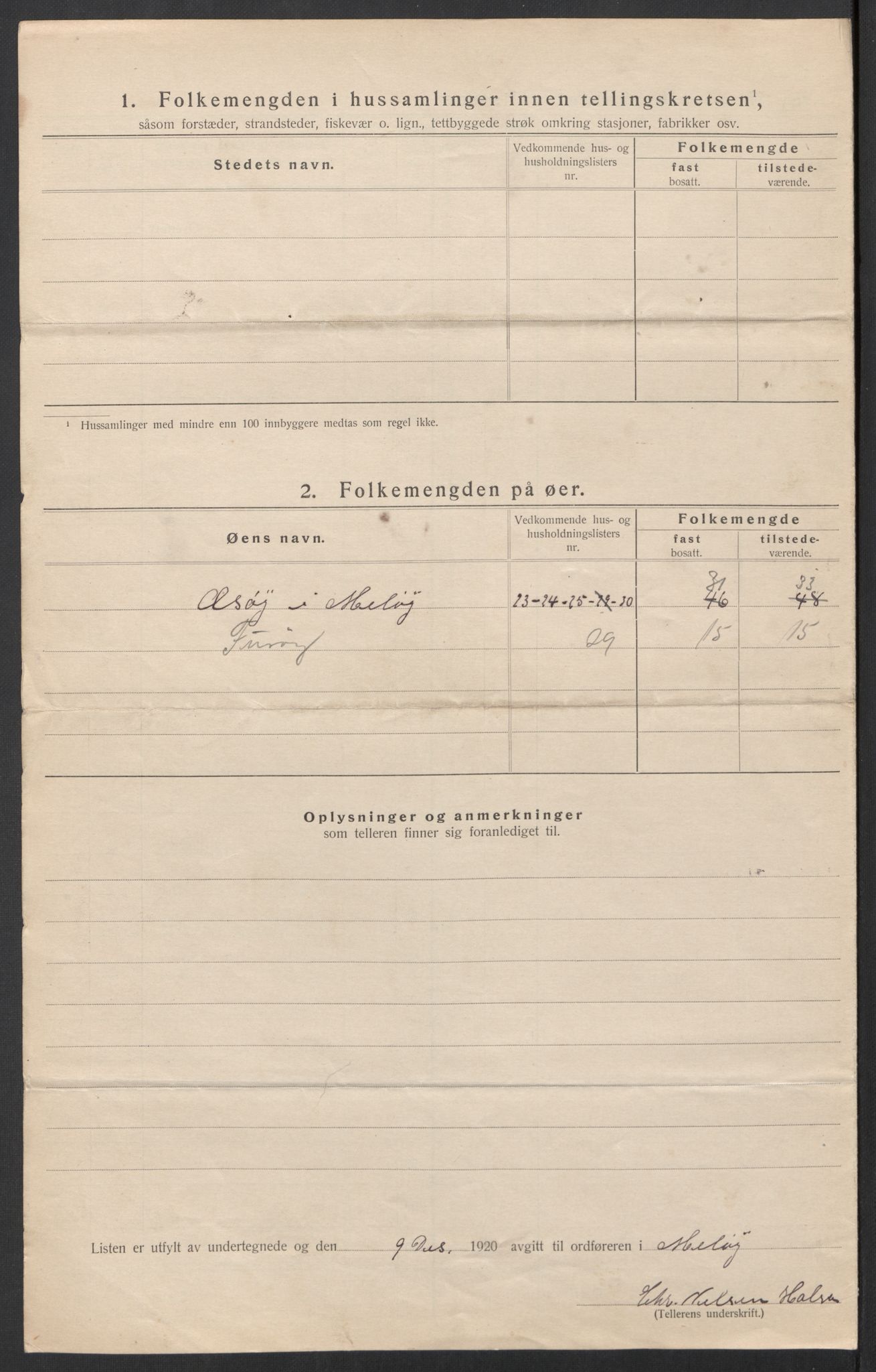 SAT, 1920 census for Meløy, 1920, p. 26