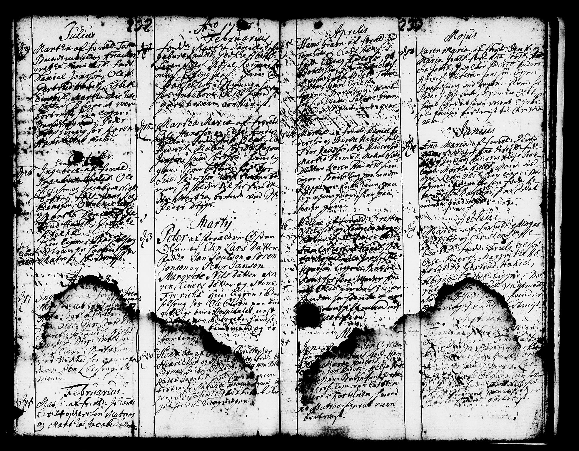 Domkirken sokneprestembete, AV/SAB-A-74801/H/Haa/L0001: Parish register (official) no. A 1, 1719-1732, p. 232-233