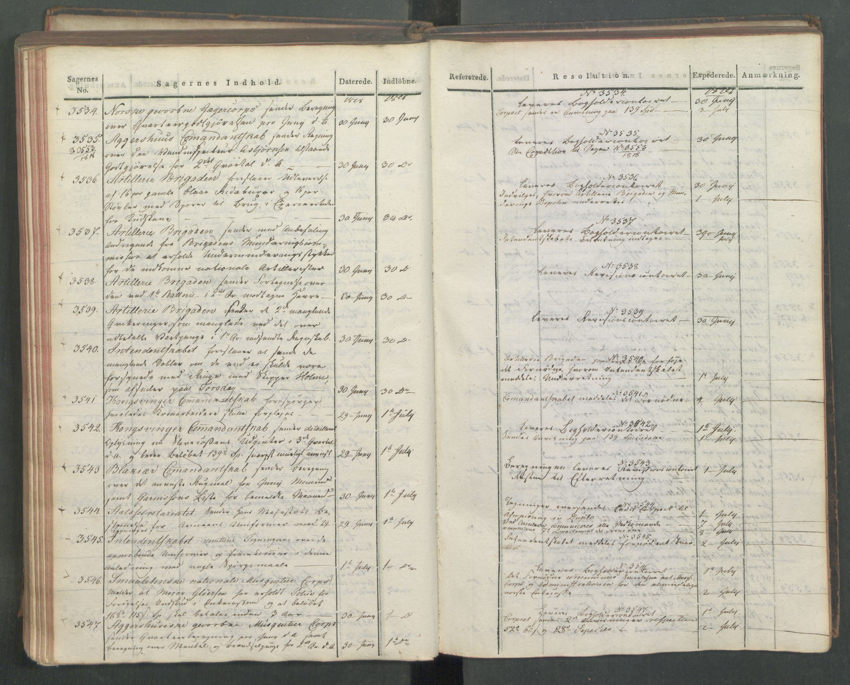 Armédepartementet, RA/RAFA-3493/C/Ca/L0015: 6. Departements Journal, 1818