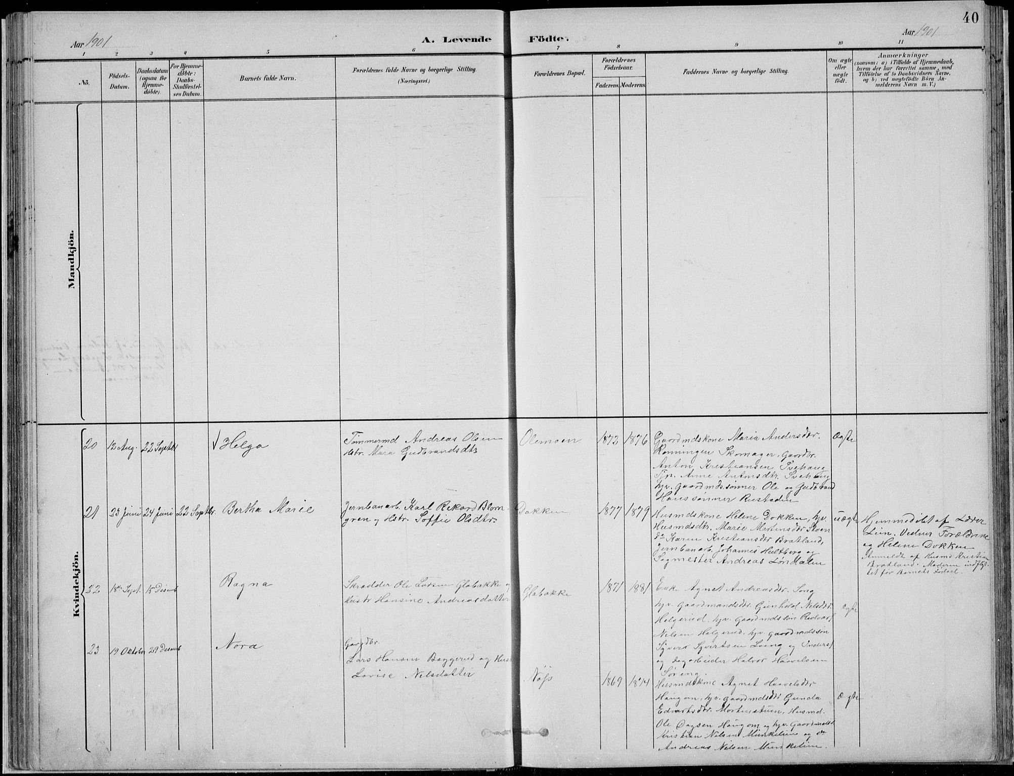 Nordre Land prestekontor, AV/SAH-PREST-124/H/Ha/Hab/L0013: Parish register (copy) no. 13, 1891-1904, p. 40