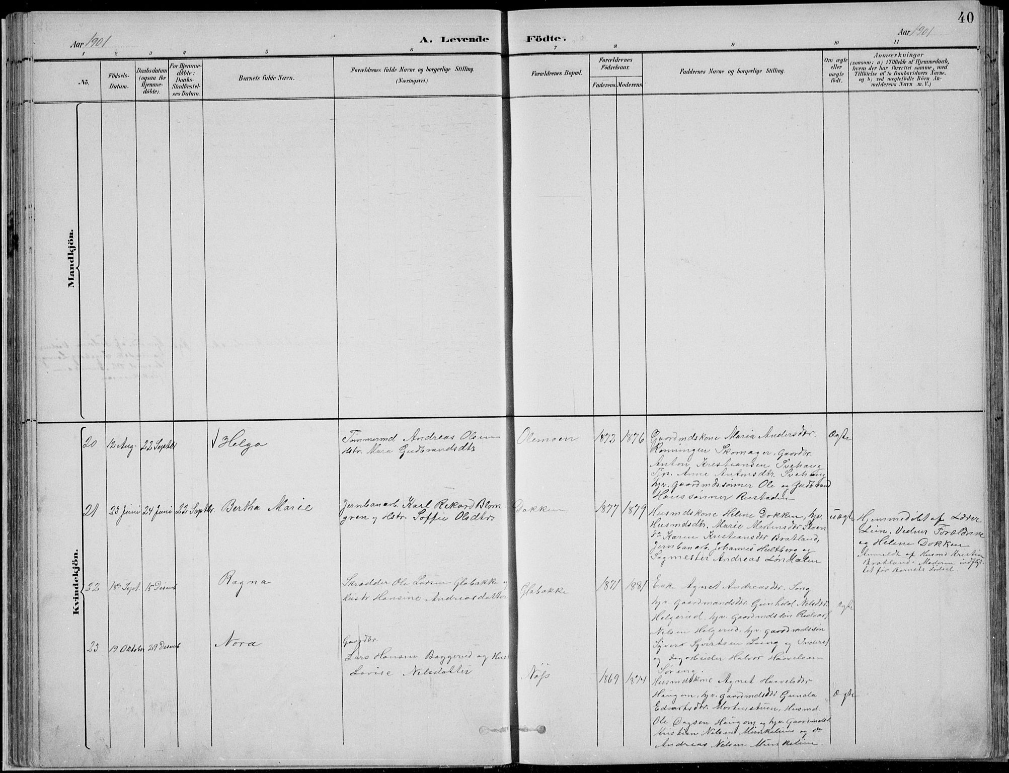 Nordre Land prestekontor, AV/SAH-PREST-124/H/Ha/Hab/L0013: Parish register (copy) no. 13, 1891-1904, p. 40