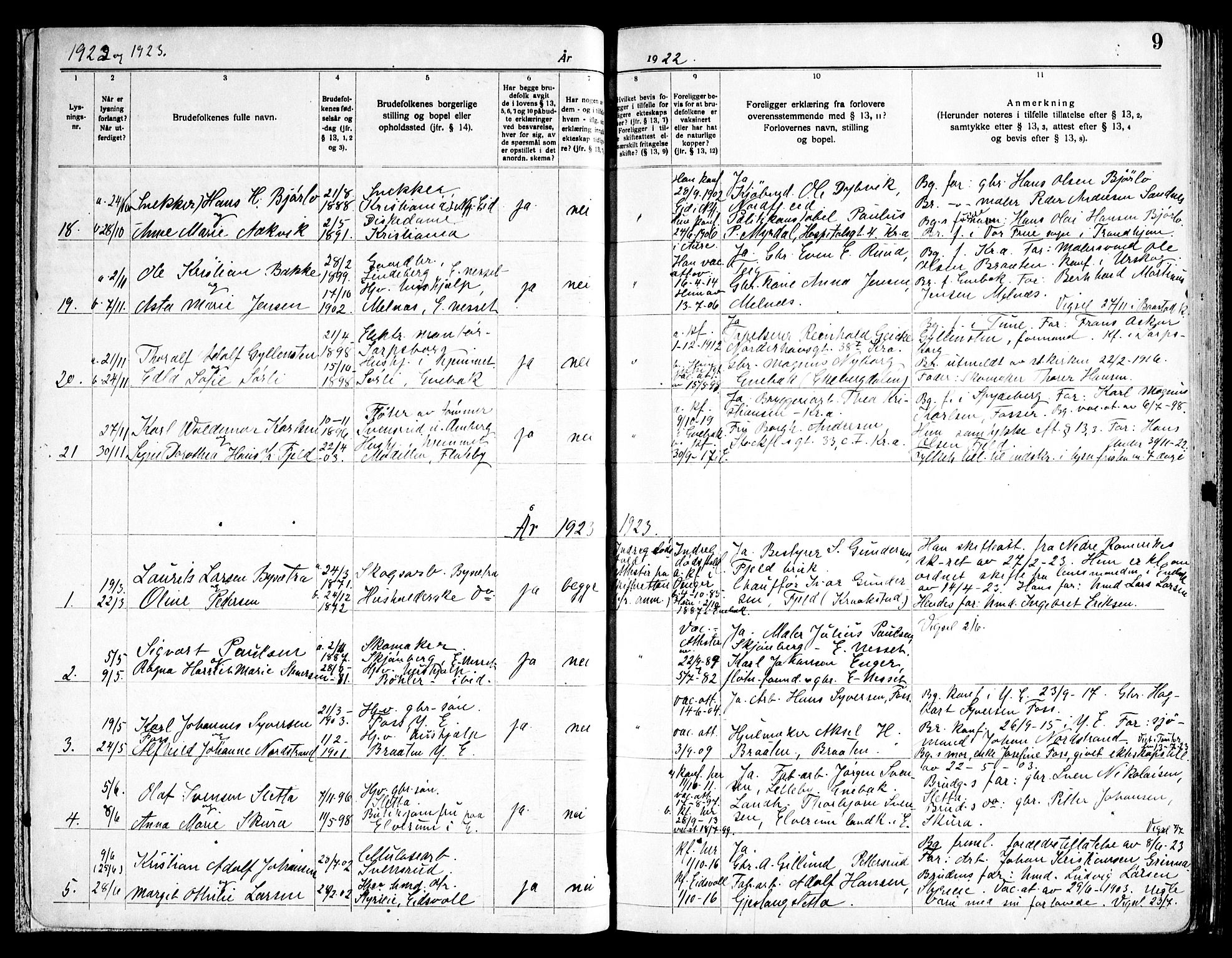 Enebakk prestekontor Kirkebøker, AV/SAO-A-10171c/H/Ha/L0001: Banns register no. 1, 1919-1958, p. 9