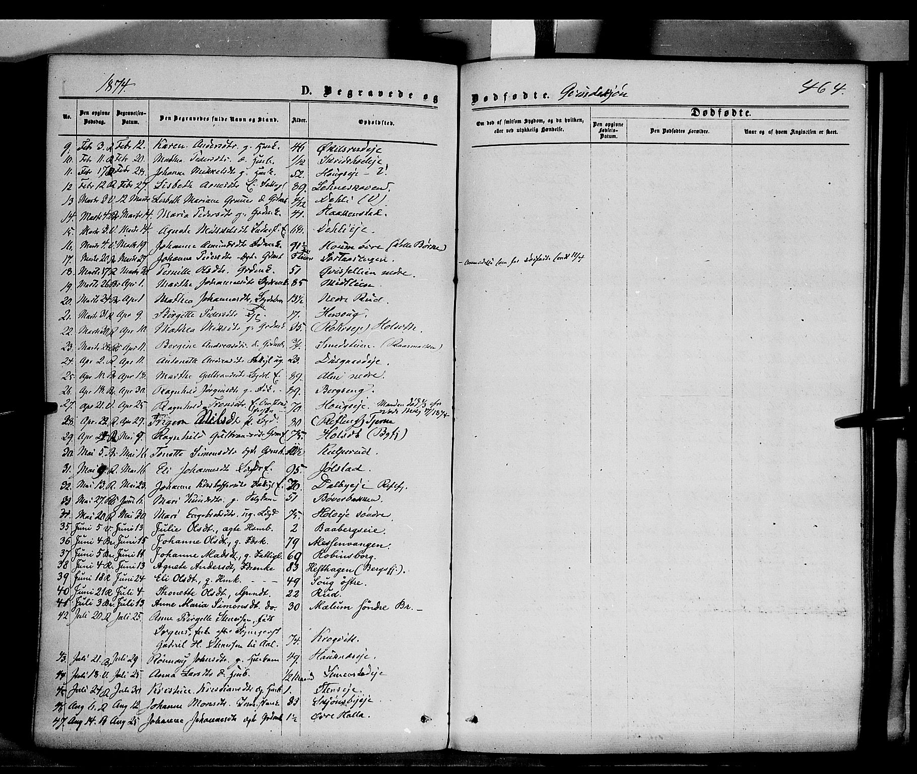 Ringsaker prestekontor, AV/SAH-PREST-014/K/Ka/L0011: Parish register (official) no. 11, 1870-1878, p. 464