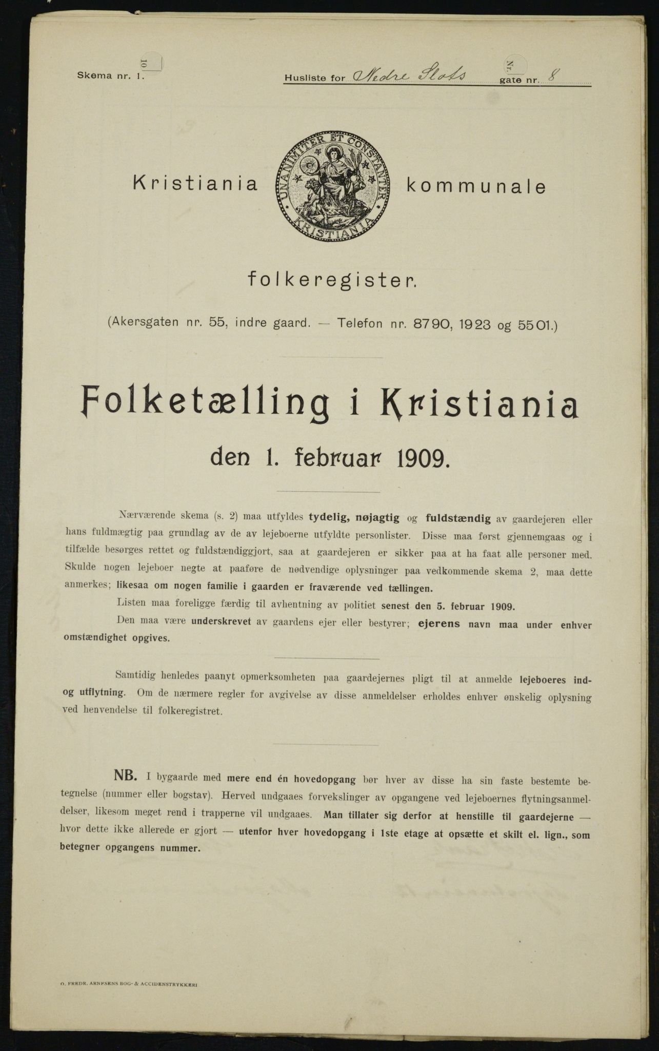 OBA, Municipal Census 1909 for Kristiania, 1909, p. 62970