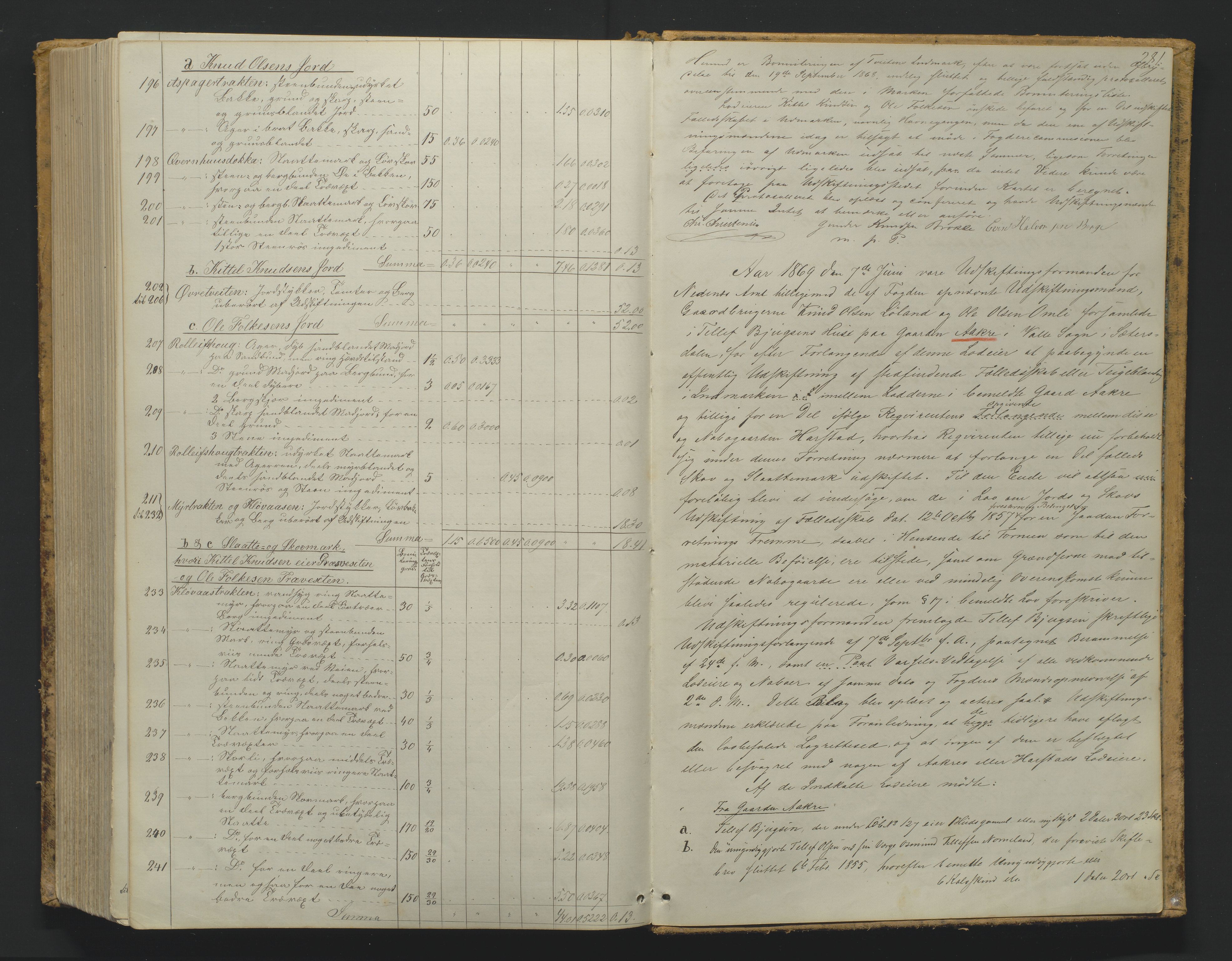 Utskiftningsformannen i Nedenes amt, AV/SAK-1541-0002/F/Fa/Faa/L0005: Utskiftningsprotokoll med gårdsregister, Nedenes amt nr 5, 1865-1870, p. 281