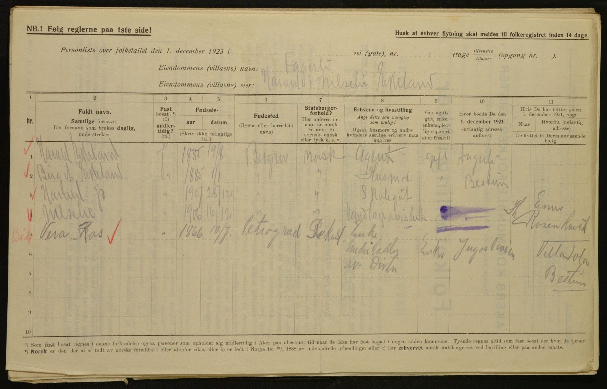 , Municipal Census 1923 for Aker, 1923, p. 2573