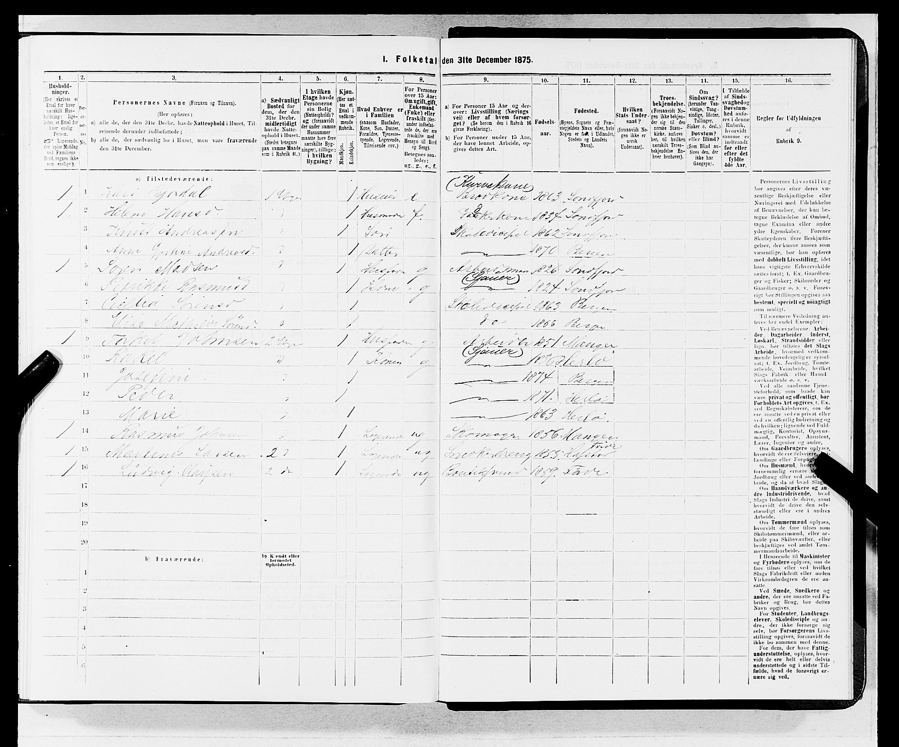 SAB, 1875 census for 1301 Bergen, 1875, p. 4300