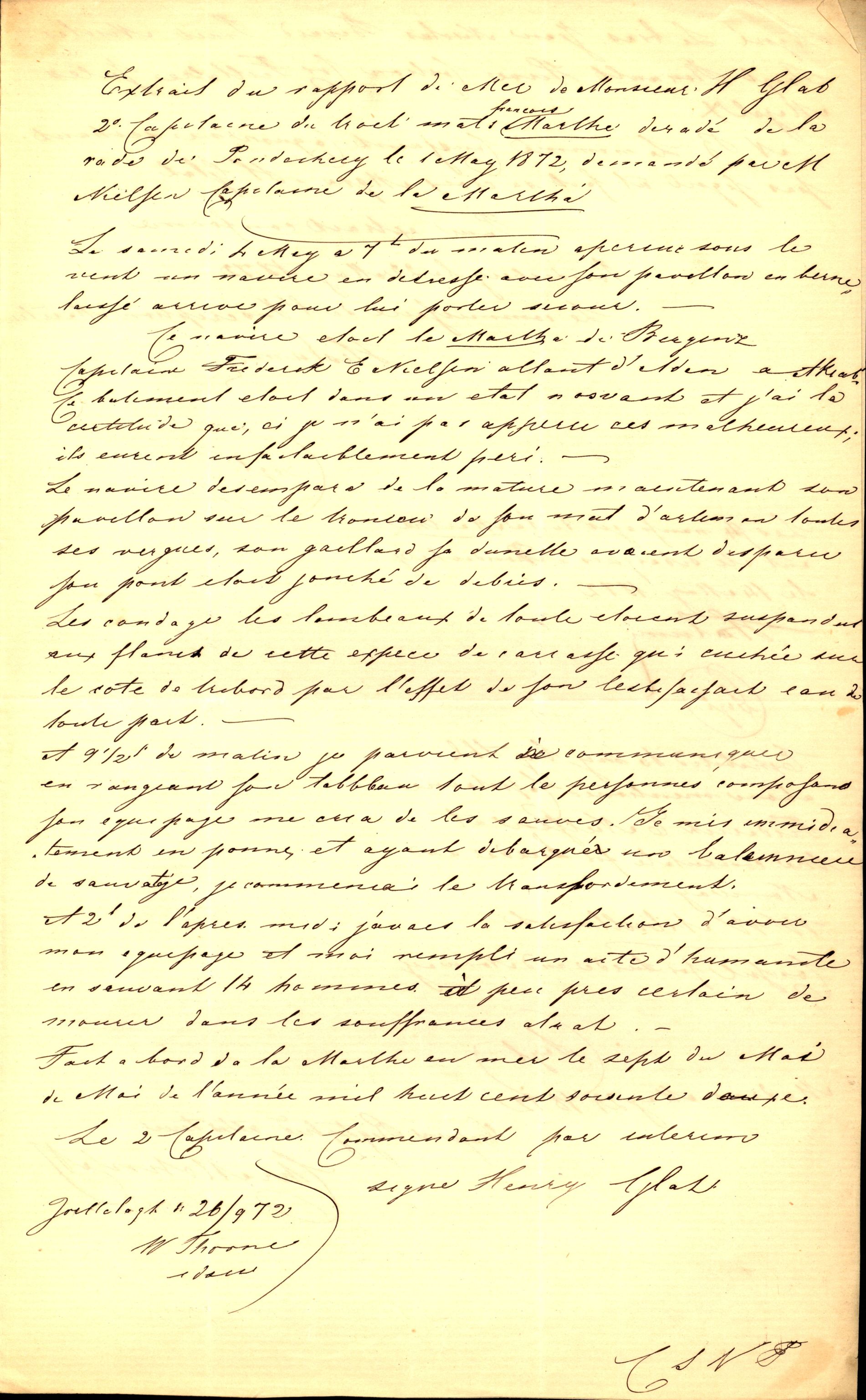 Pa 63 - Østlandske skibsassuranceforening, VEMU/A-1079/G/Ga/L0004/0007: Havaridokumenter / Martha, 1872