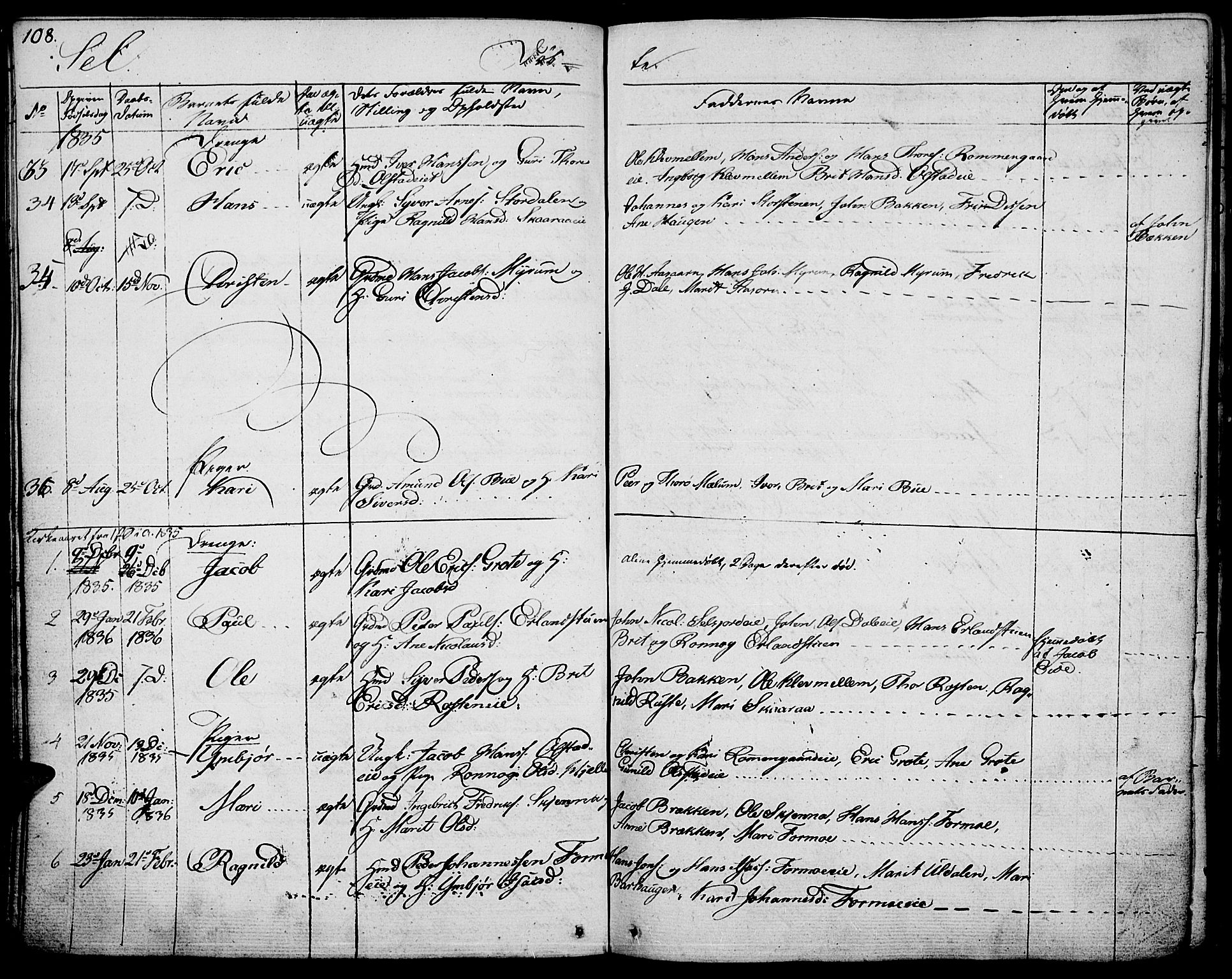 Vågå prestekontor, SAH/PREST-076/H/Ha/Haa/L0004: Parish register (official) no. 4 /3, 1834-1842, p. 108