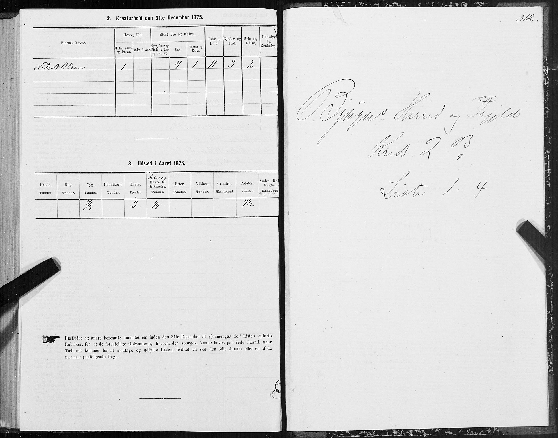 SAT, 1875 census for 1627P Bjugn, 1875, p. 1312