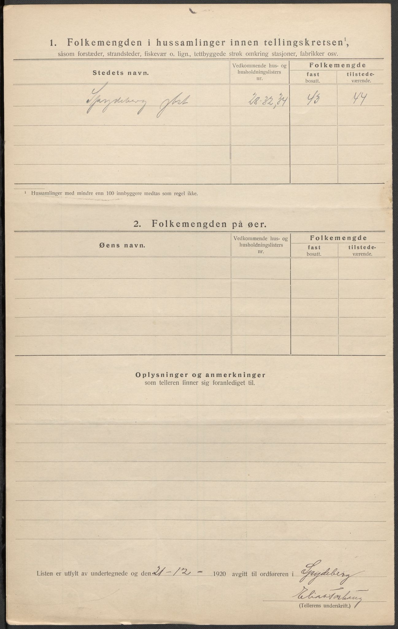 SAO, 1920 census for Spydeberg, 1920, p. 12