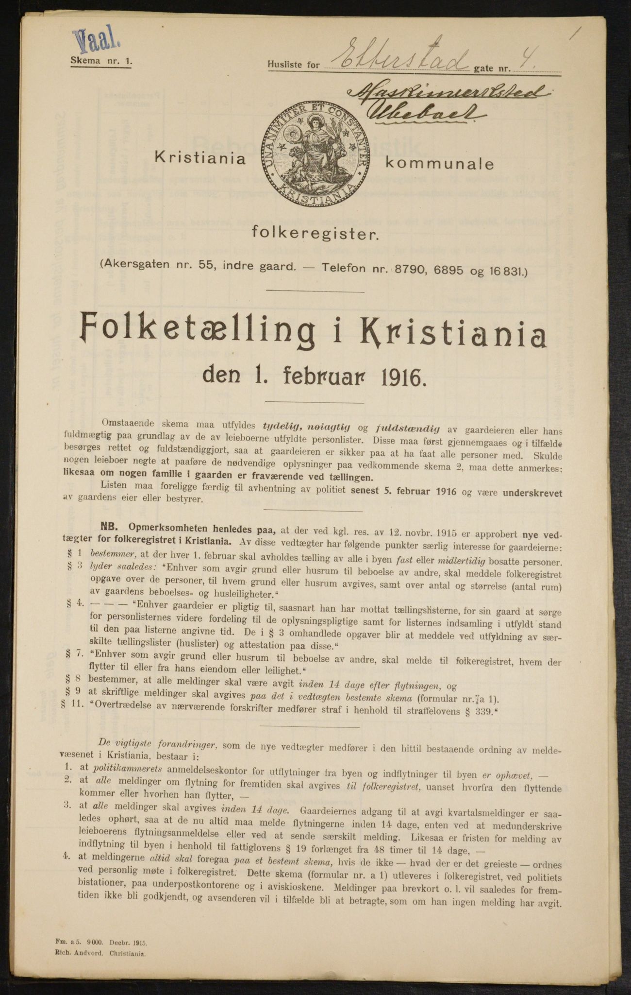 OBA, Municipal Census 1916 for Kristiania, 1916, p. 22724