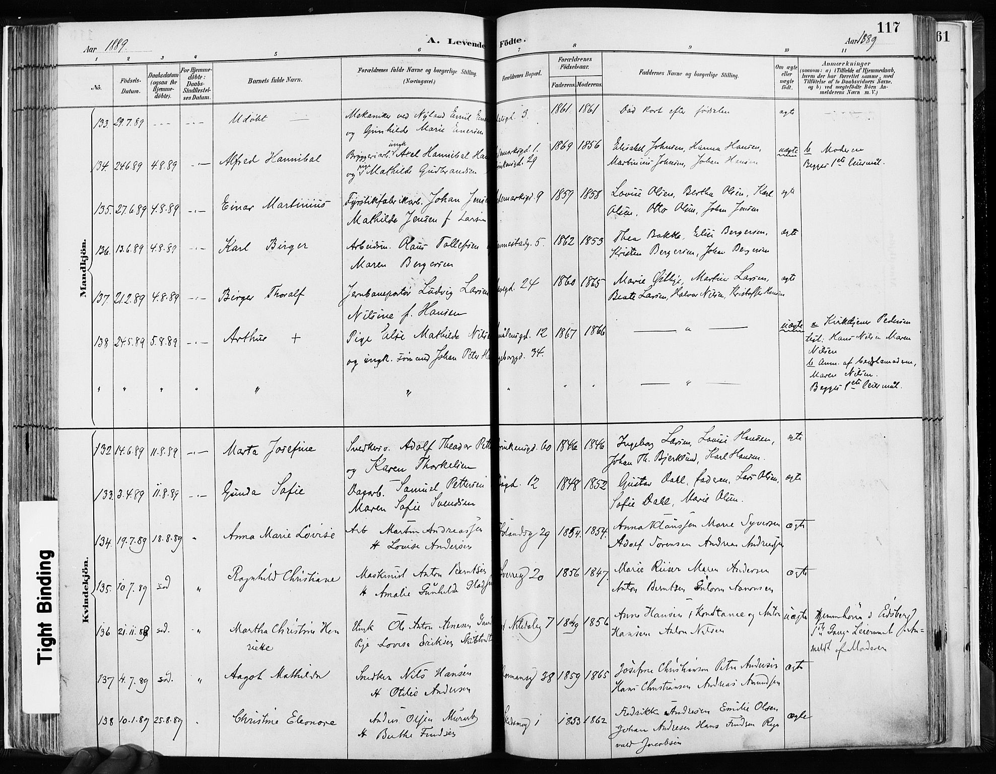 Kampen prestekontor Kirkebøker, SAO/A-10853/F/Fa/L0003: Parish register (official) no. I 3, 1886-1892, p. 117